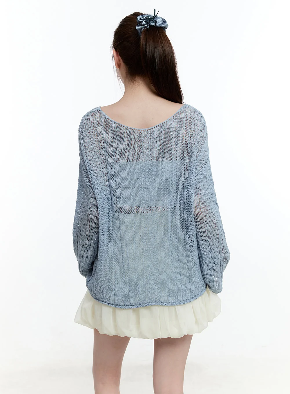 Cable Knit Sheer Loose-Fit Sweater CM521 - Image 3