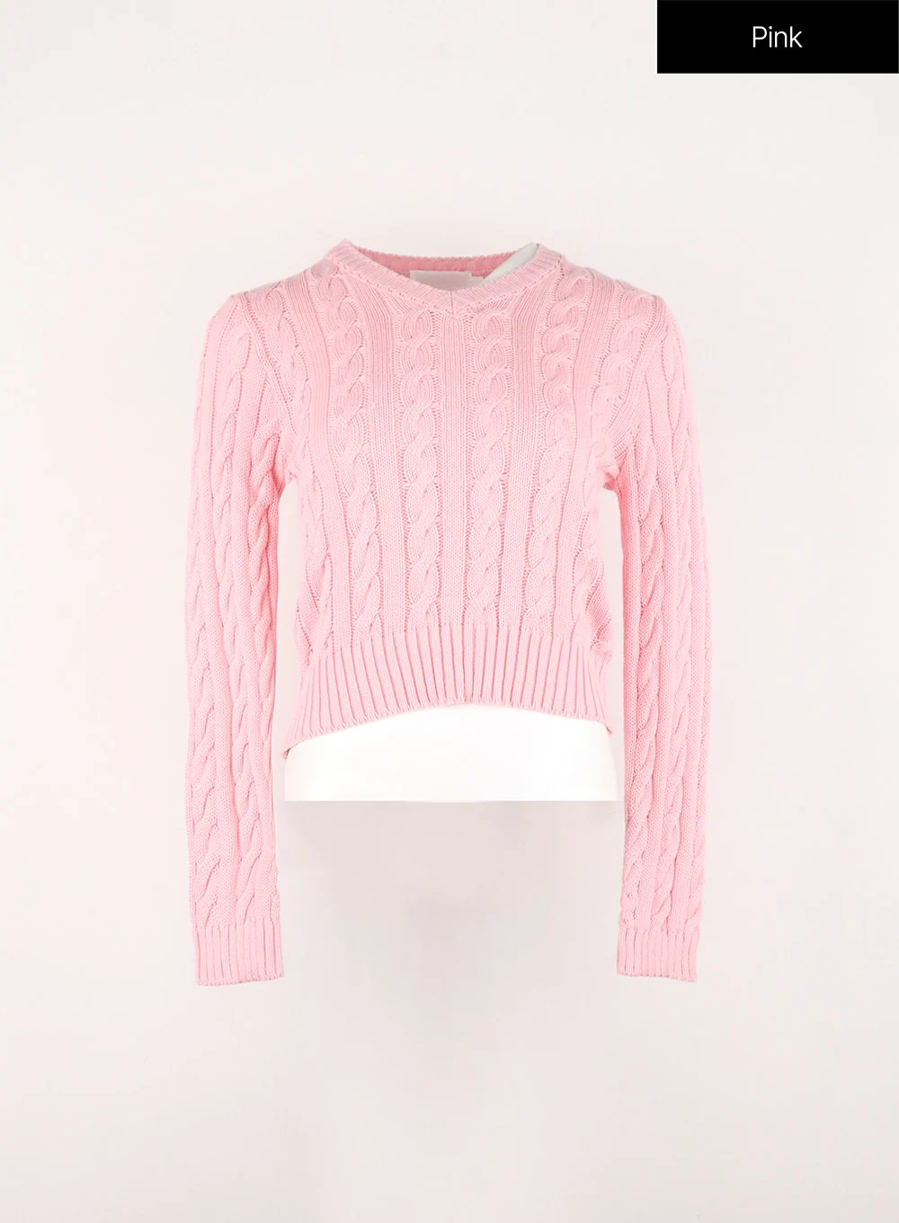 Cable Knit V-Neck Sweater IN301 - Image 13