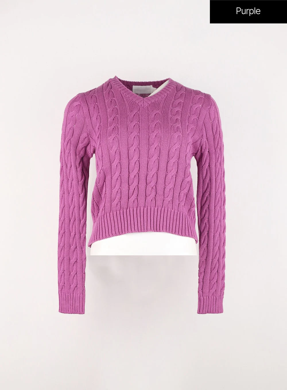 Cable Knit V-Neck Sweater IN301 - Image 17