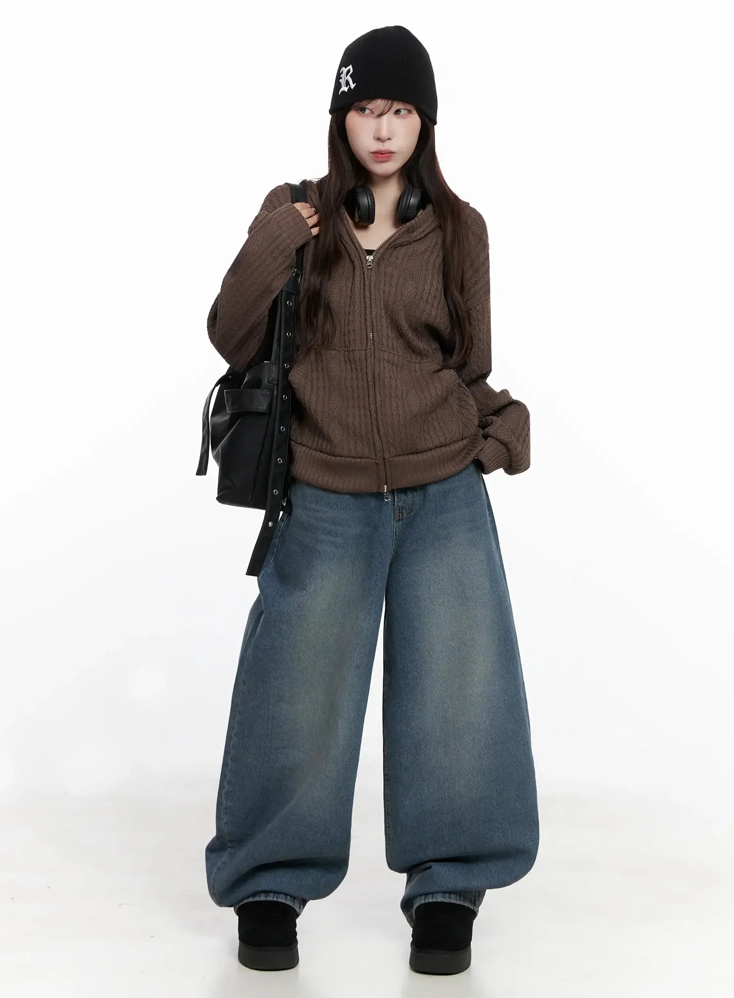 Cable Knit Zip-Up Hoodie IN503 - Image 2
