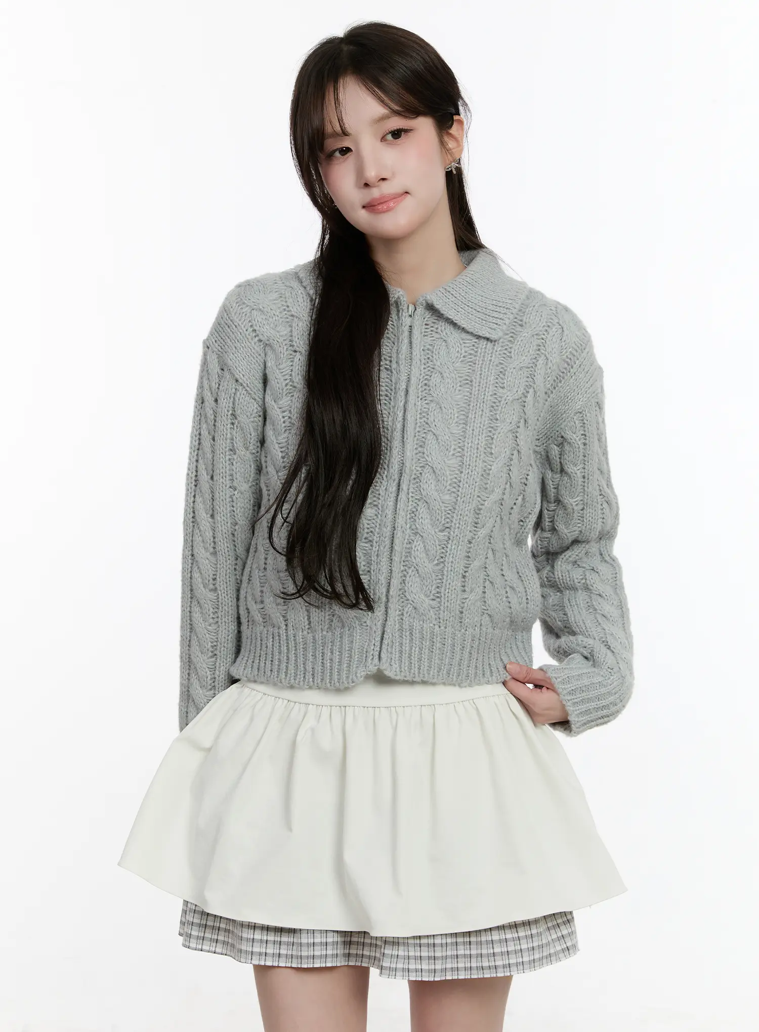 Cable Knit Zip-Up Jacket CM510 - Image 12