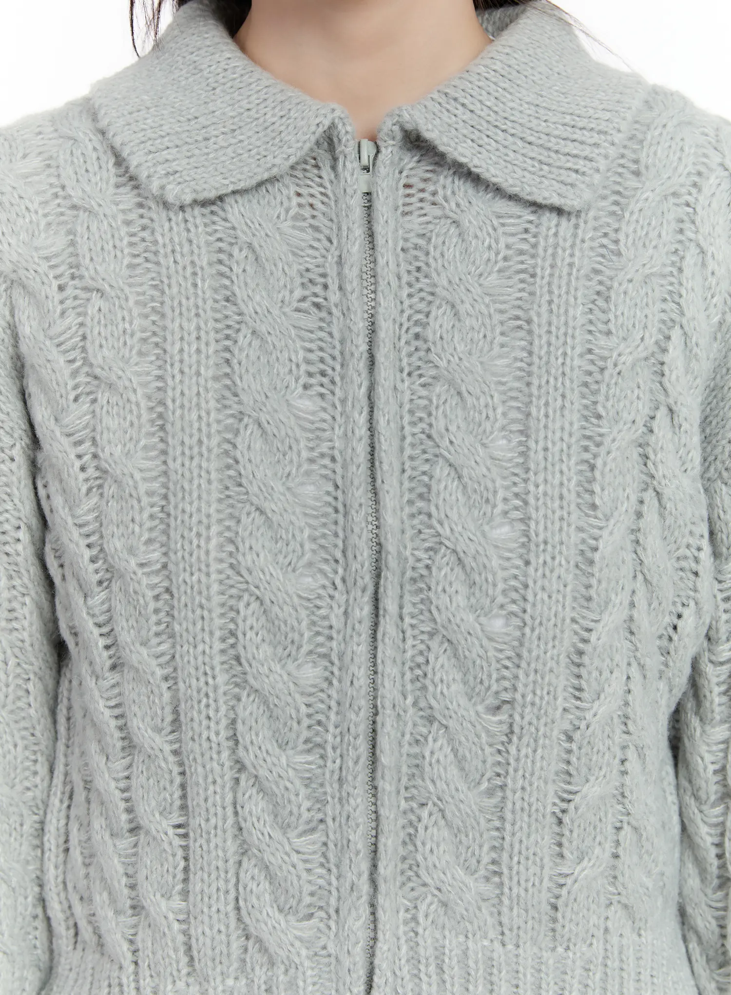 Cable Knit Zip-Up Jacket CM510 - Image 15