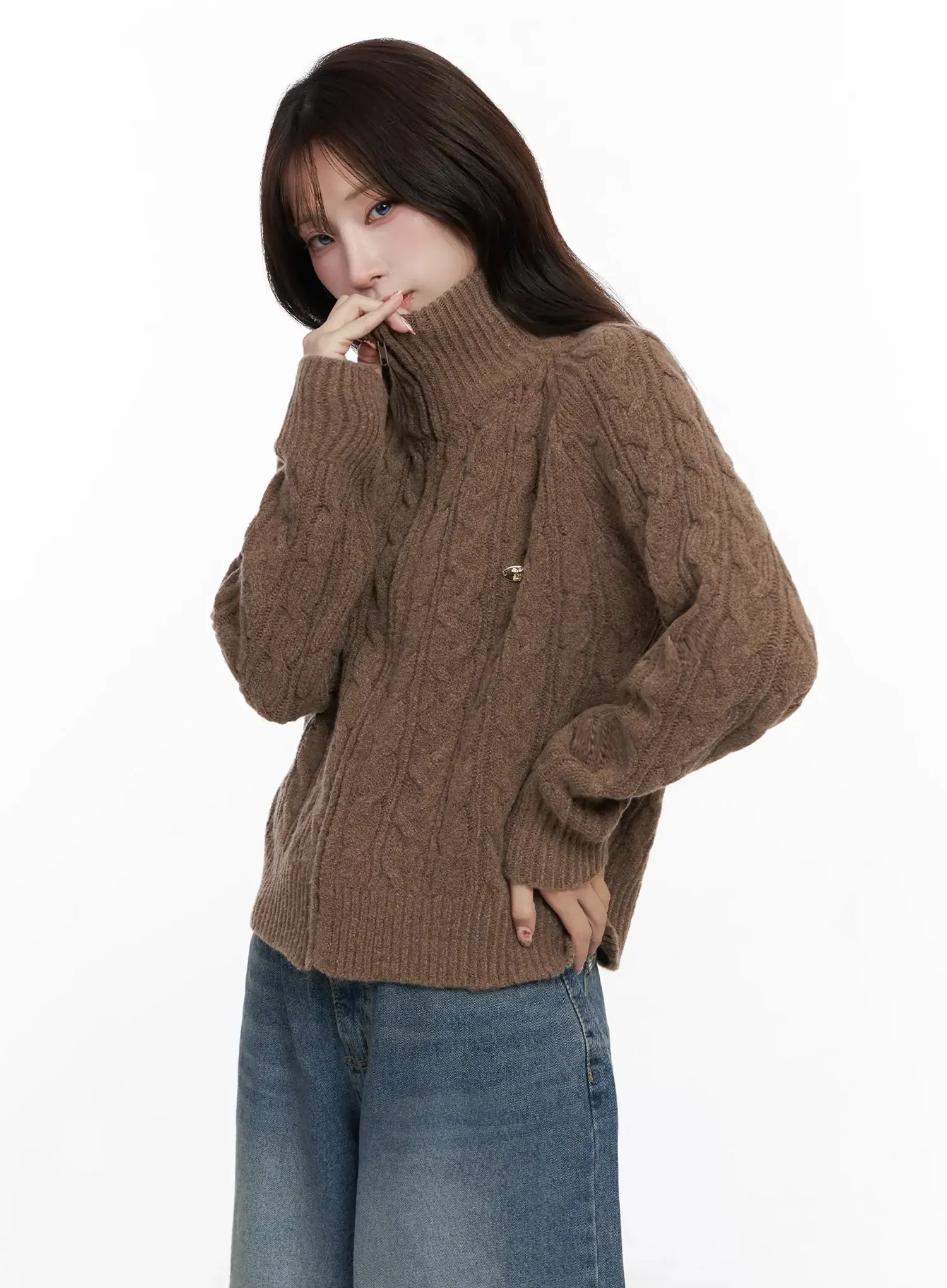Cable Knit Zip-Up Jacket IN525 - Image 7