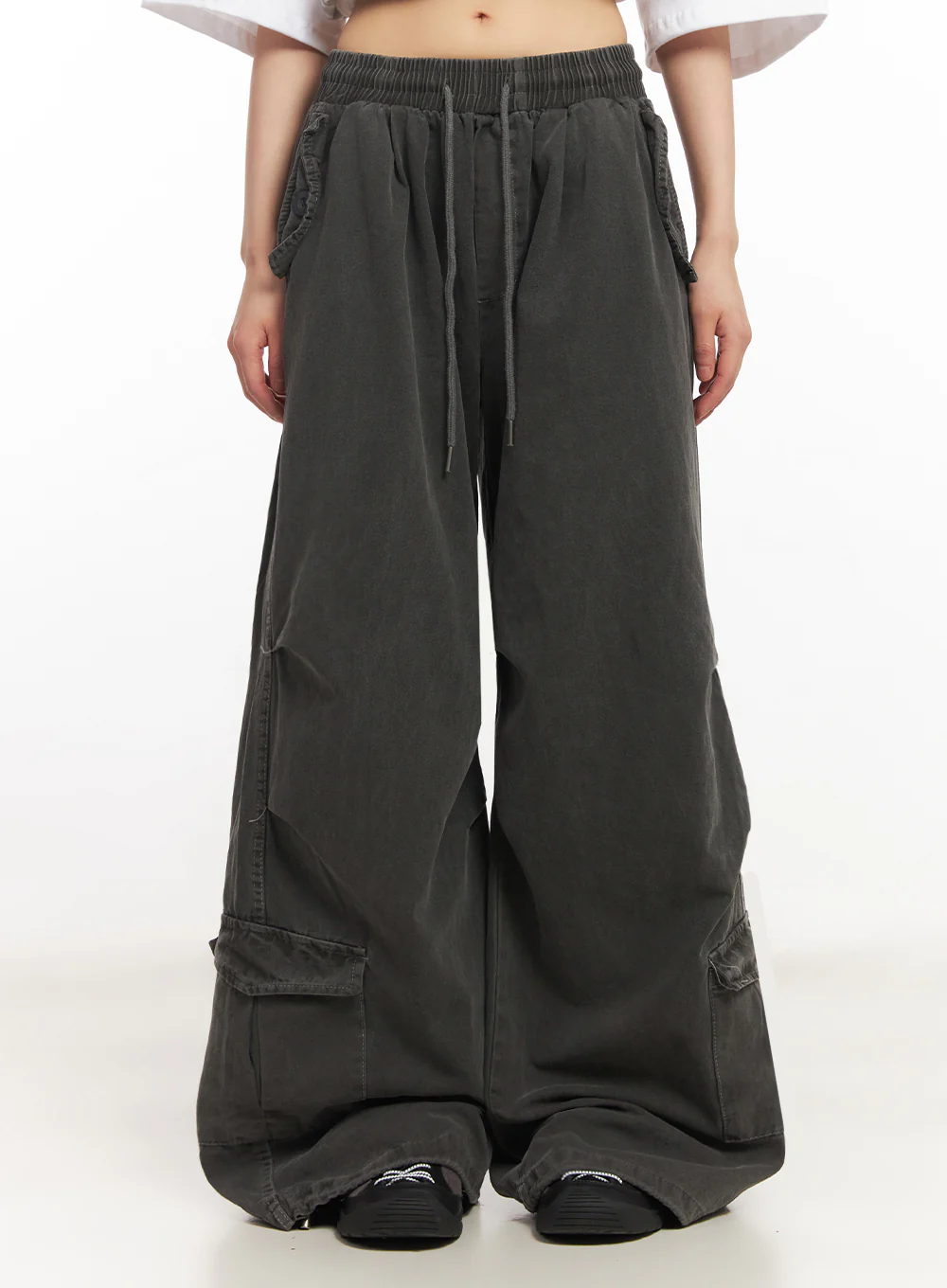 Cargo Washed Wide-Leg Sweatpants IY502 - Image 4