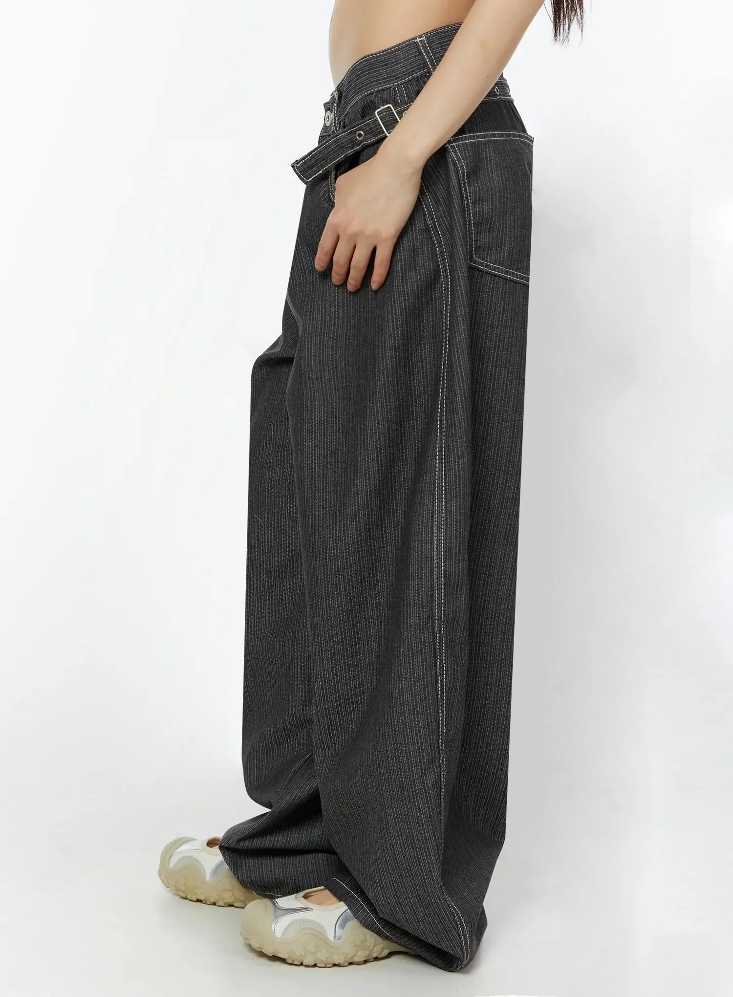 Casual Baggy Stripe Pants IU518 - Image 10