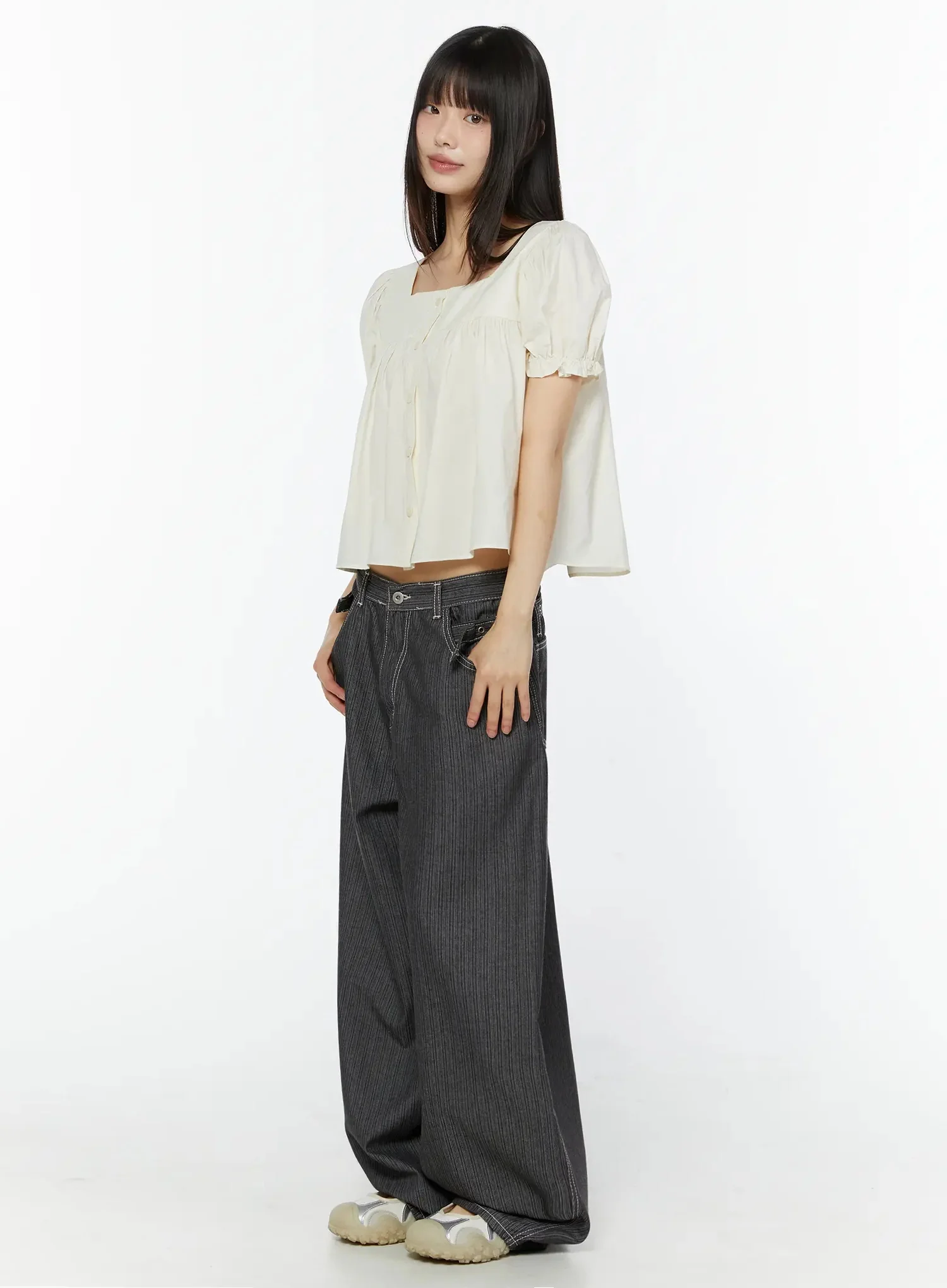 Casual Baggy Stripe Pants IU518 - Image 3