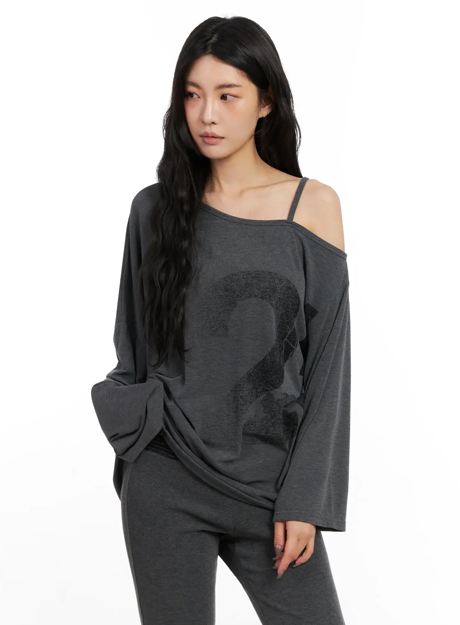 Casual Graphic Long Sleeve Off-Shoulder Top IN528 - Image 4