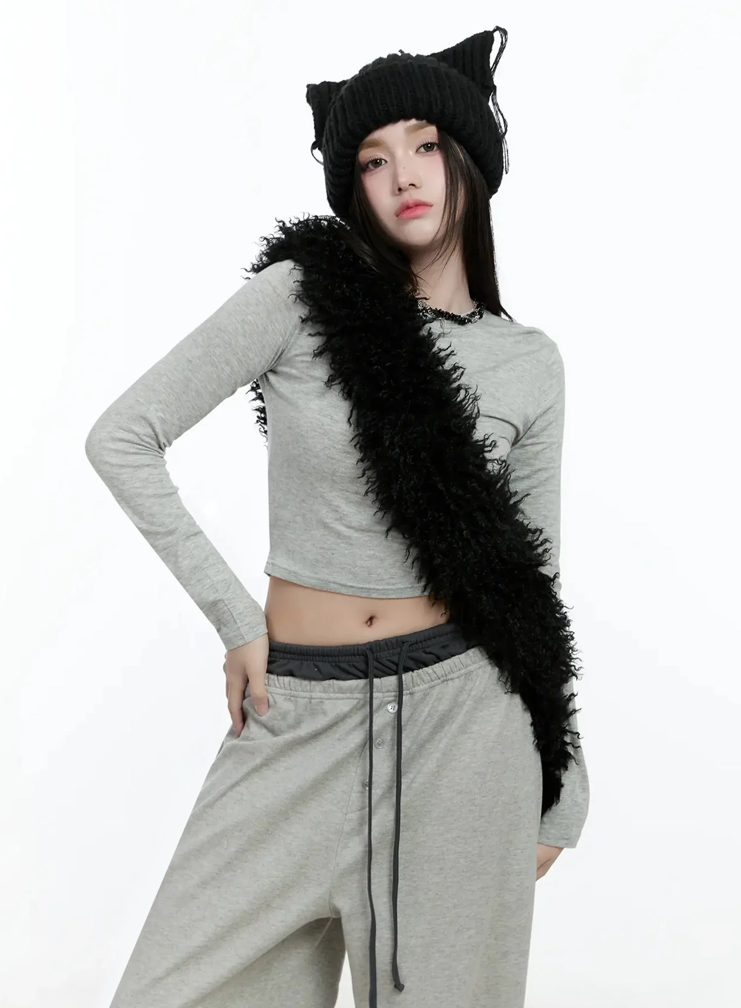 Casual Long Sleeve Crop Tee IO527 - Image 12
