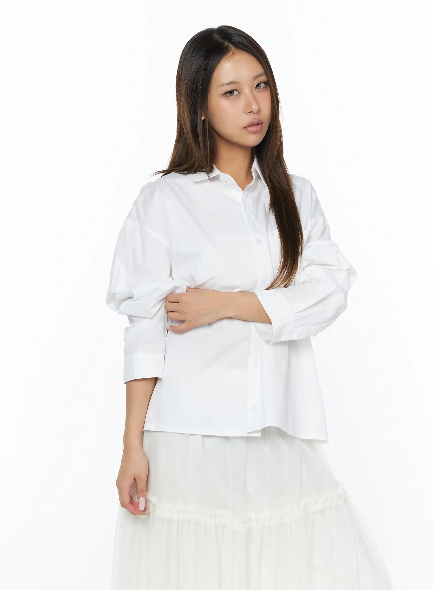 Casual Loose Fit Button-Up Shirt CA516 - Image 2