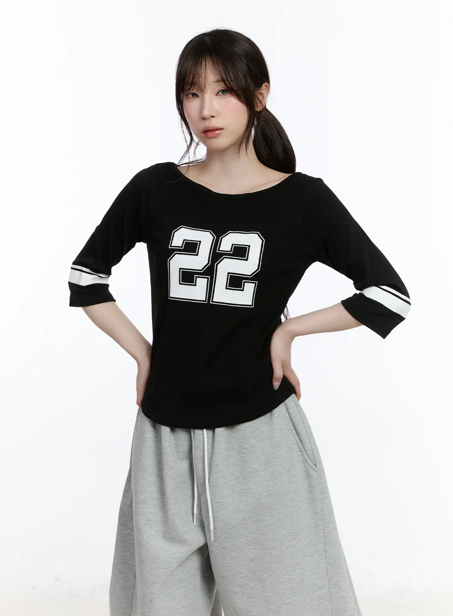 Casual Numeric Print Boatneck Top CA503 - Image 6