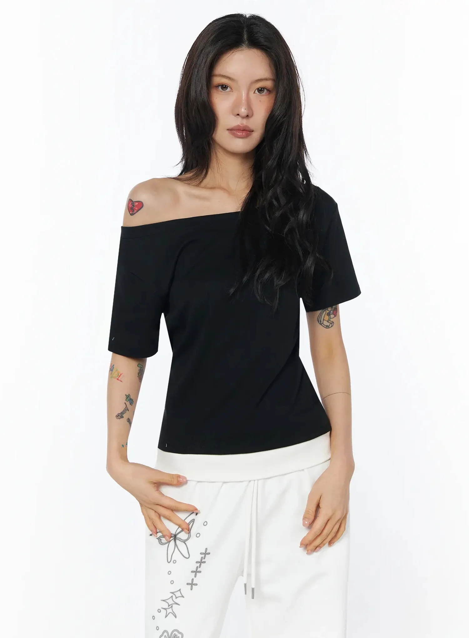 Casual One-Shoulder Oversized Tee IU508 - Image 11