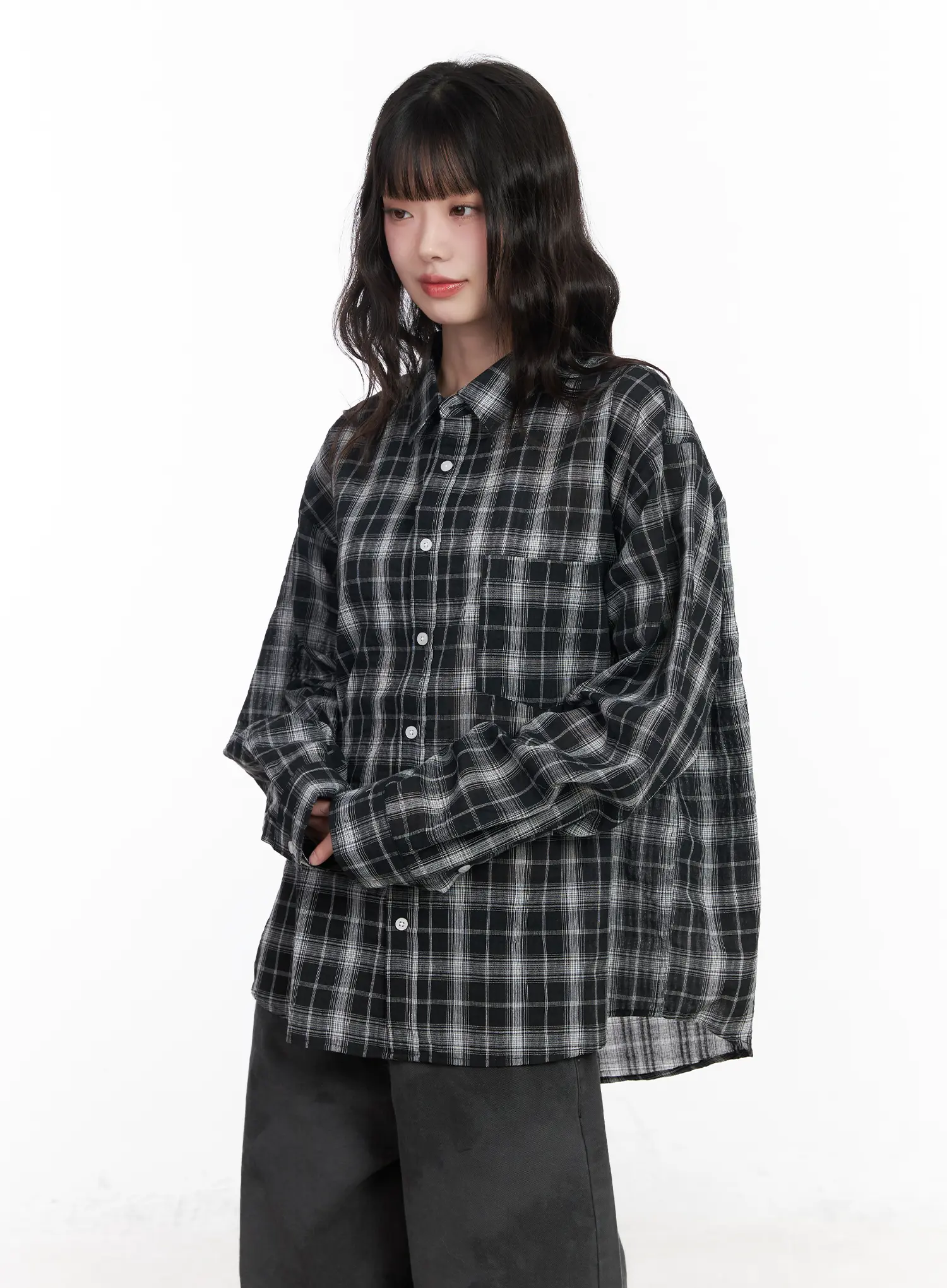 Casual Plaid Button-Up Shirt CM526 - Image 2