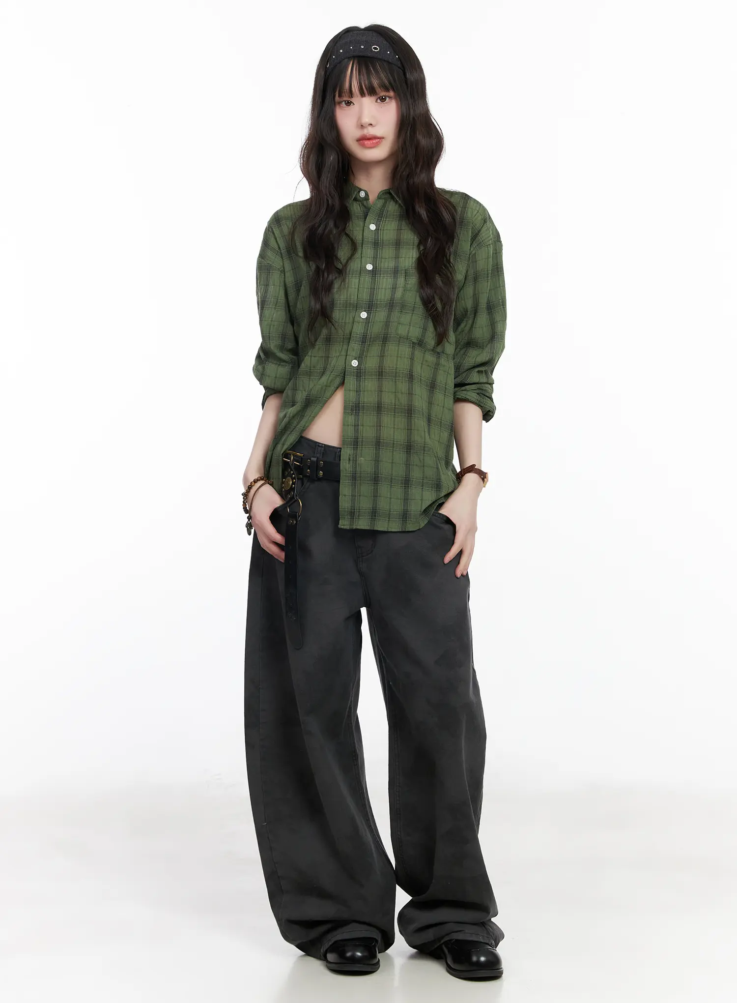 Casual Plaid Button-Up Shirt CM526 - Image 3