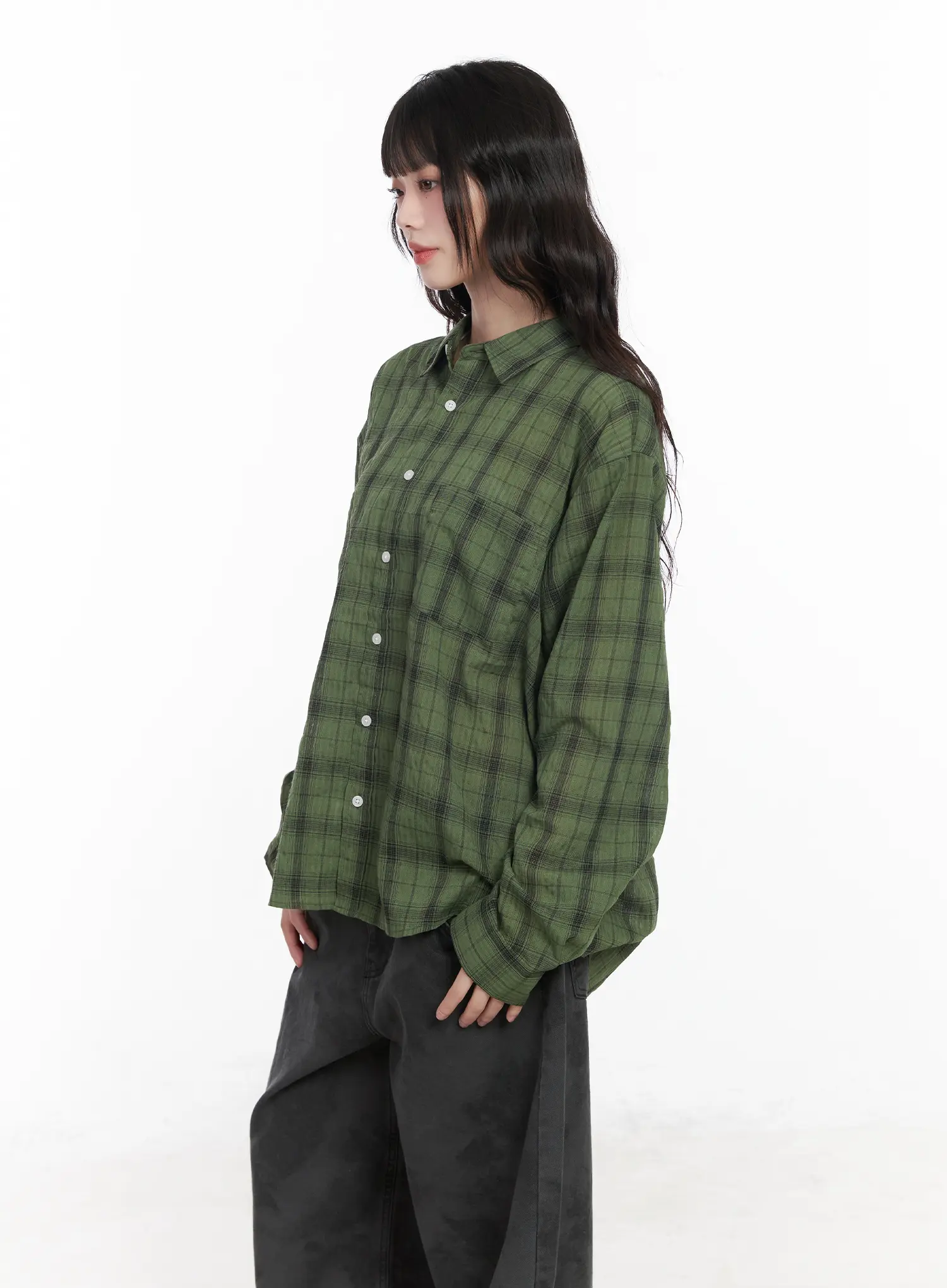 Casual Plaid Button-Up Shirt CM526 - Image 5