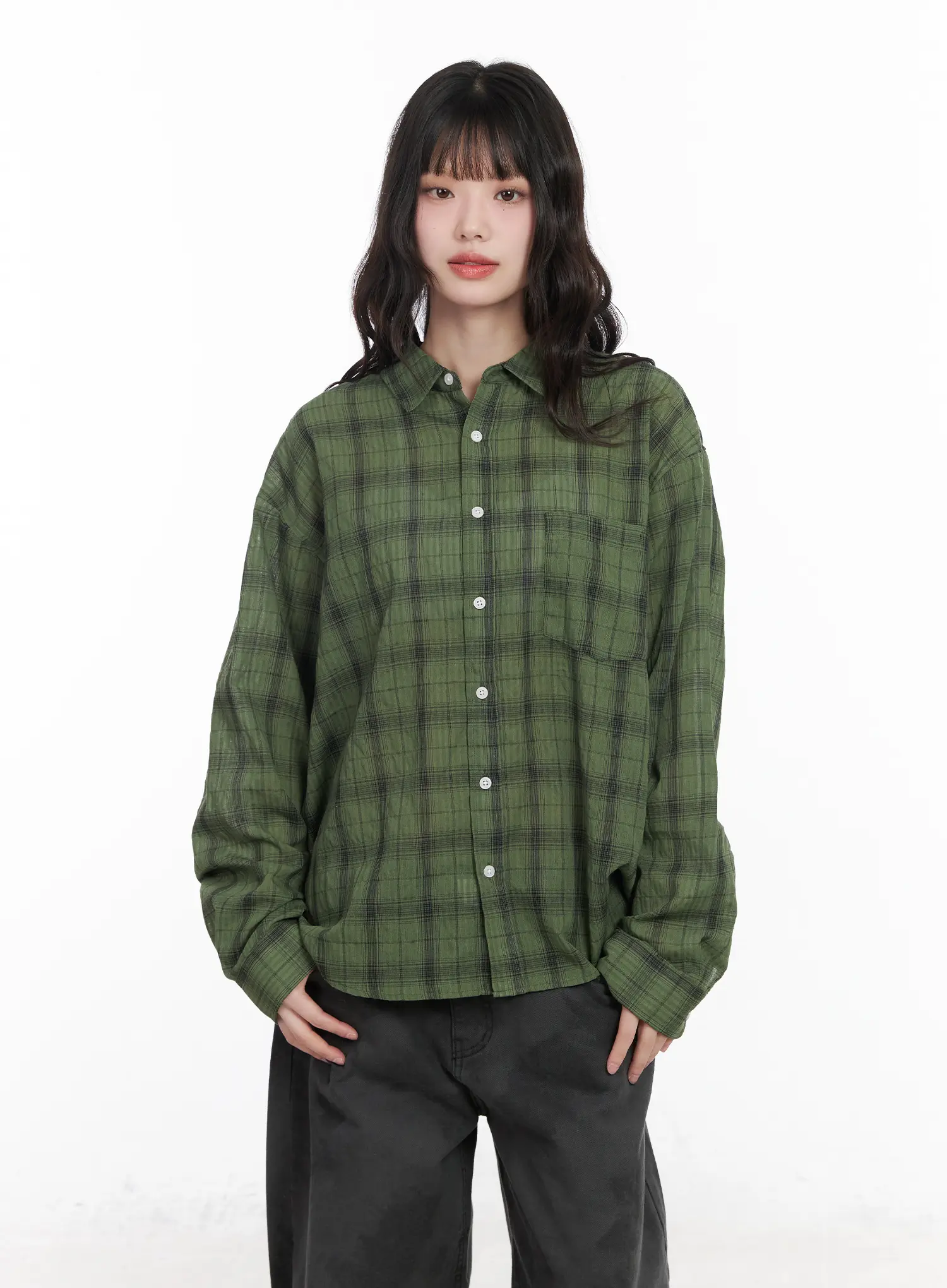 Casual Plaid Button-Up Shirt CM526 - Image 8