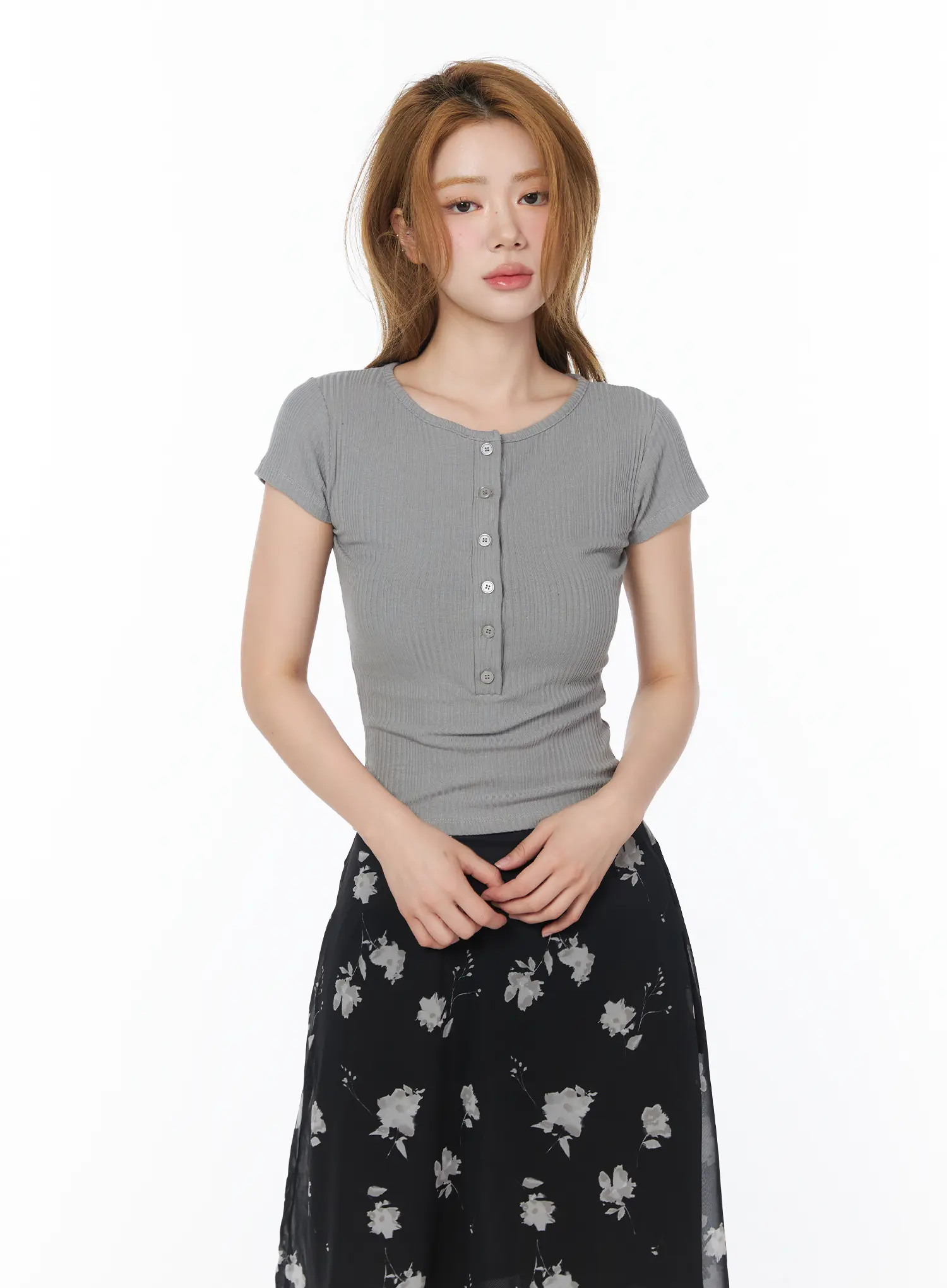 Casual Ribbed Button-Up Top CY508 - Image 9