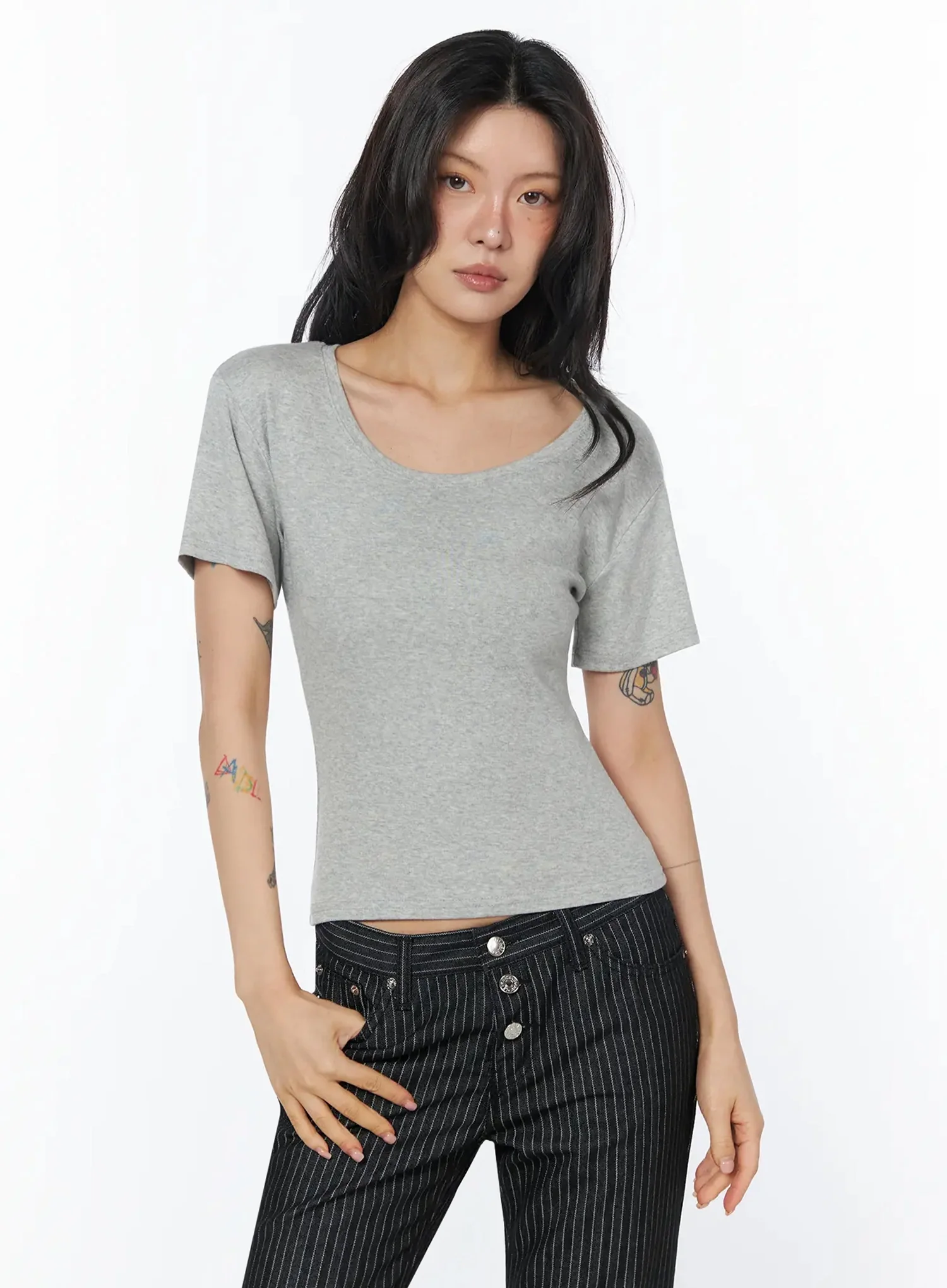 Casual Round Neck Short Sleeve Top IU508 - Image 13