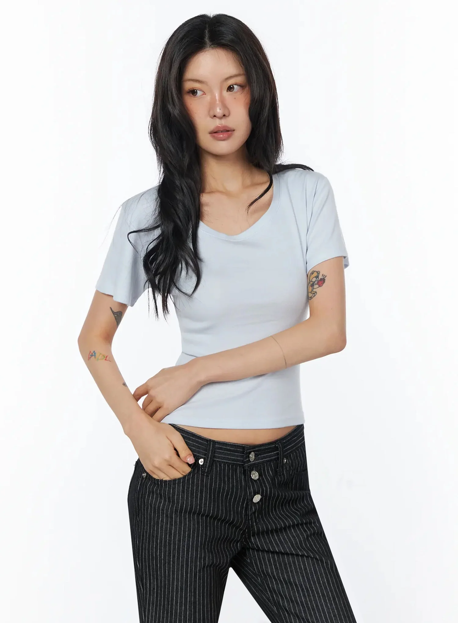 Casual Round Neck Short Sleeve Top IU508 - Image 2