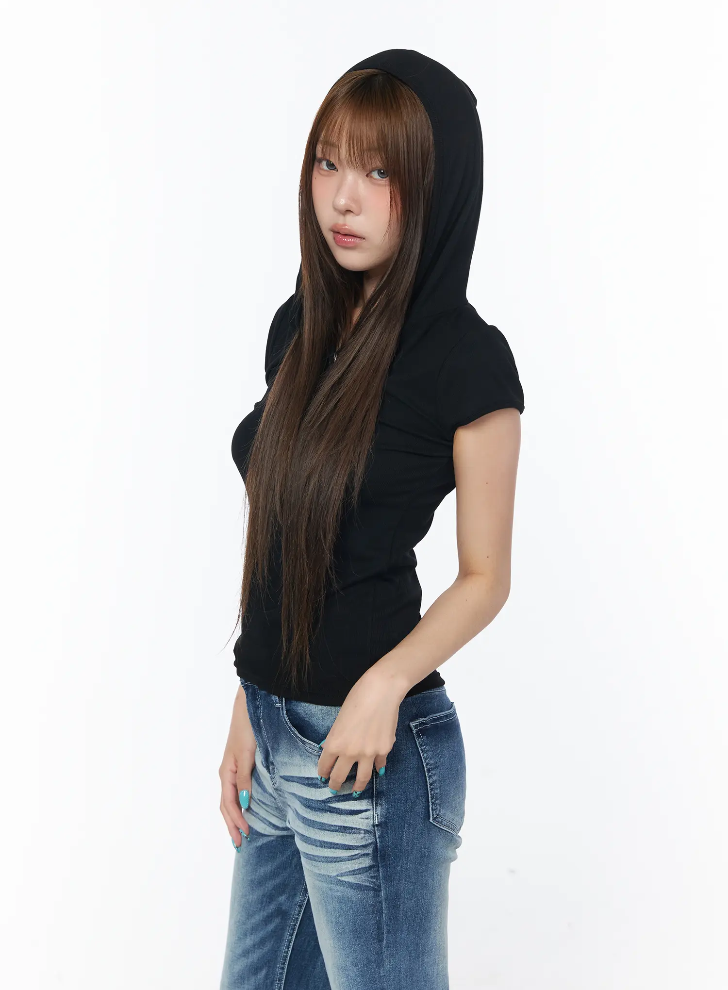 Casual Snap-Button Hooded Tee CY529 - Image 6