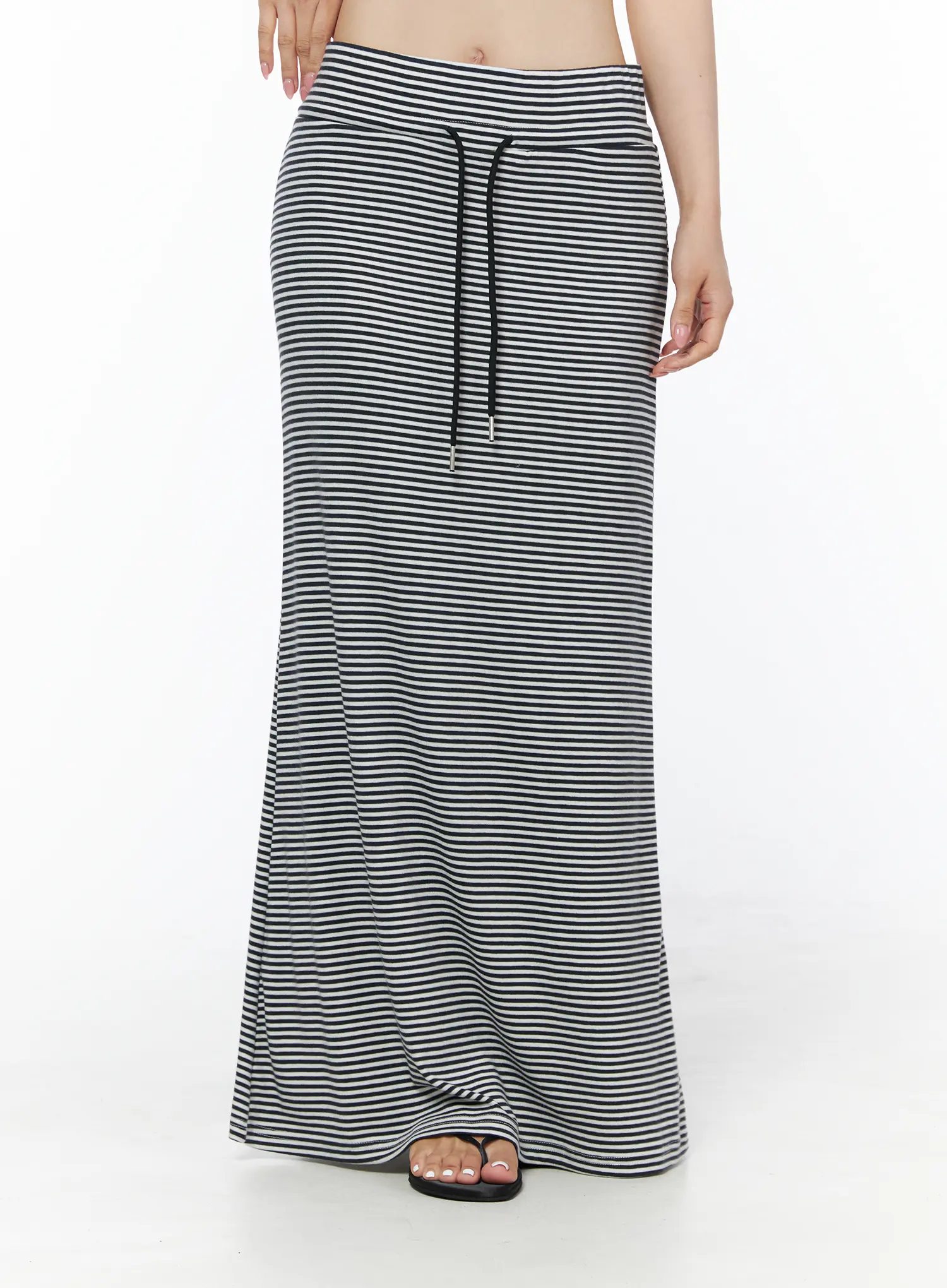 Casual Striped Drawstring Maxi Skirt IU525 - Image 9