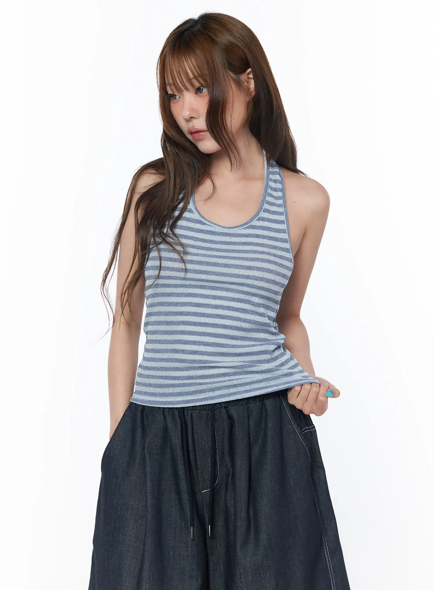 Casual Striped Halter Tank Top CY529