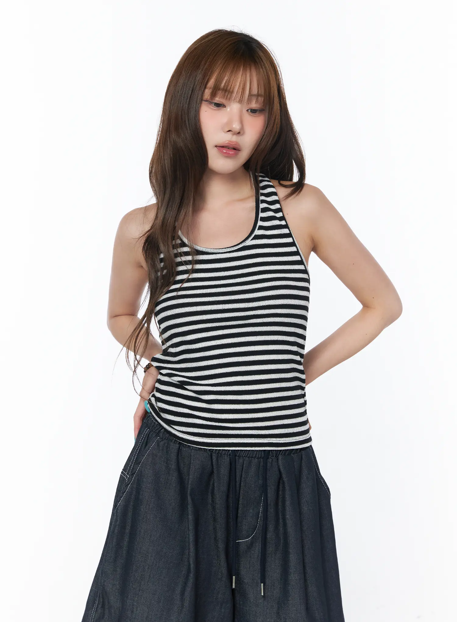 Casual Striped Halter Tank Top CY529 - Image 2