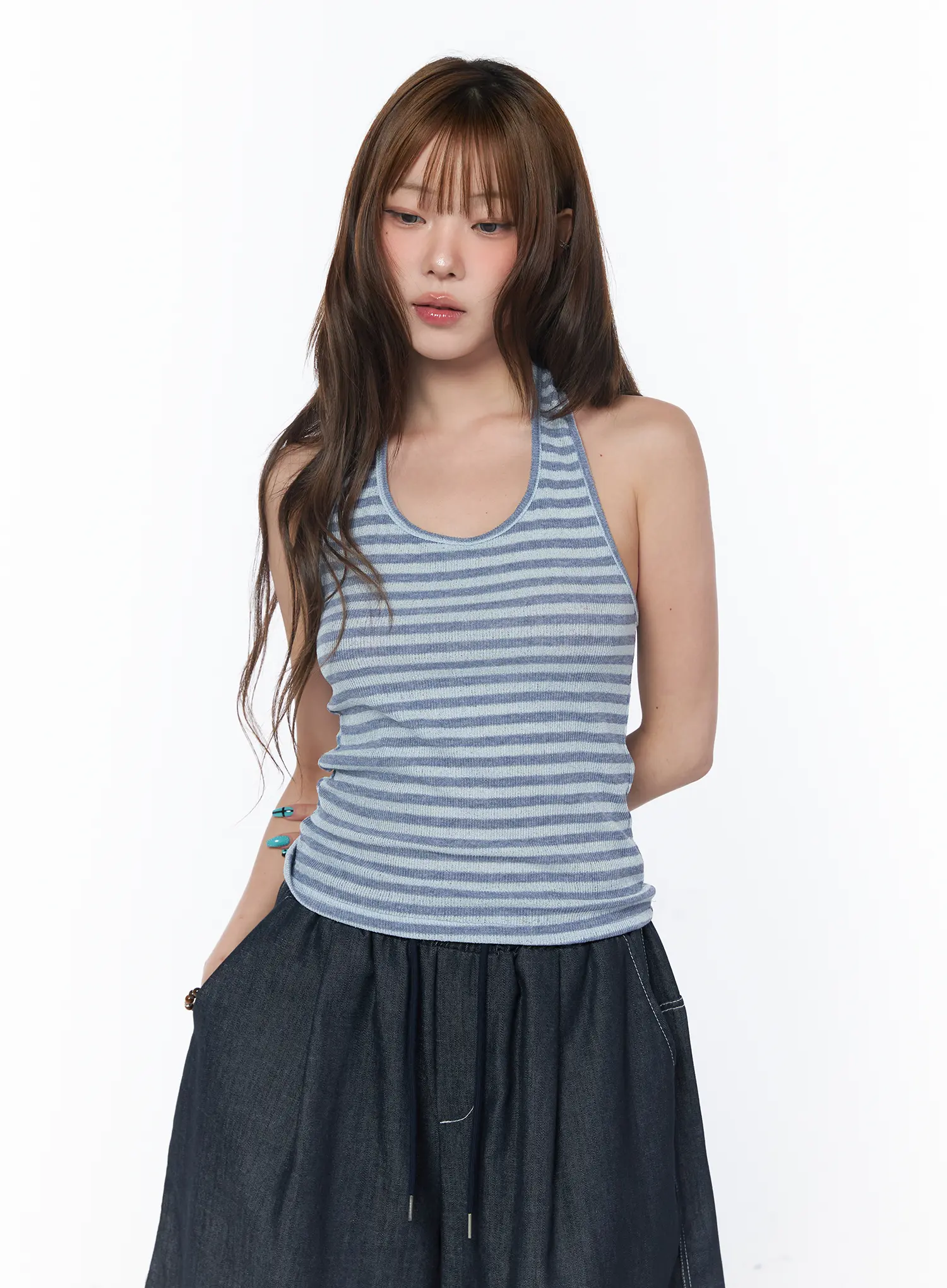 Casual Striped Halter Tank Top CY529 - Image 9