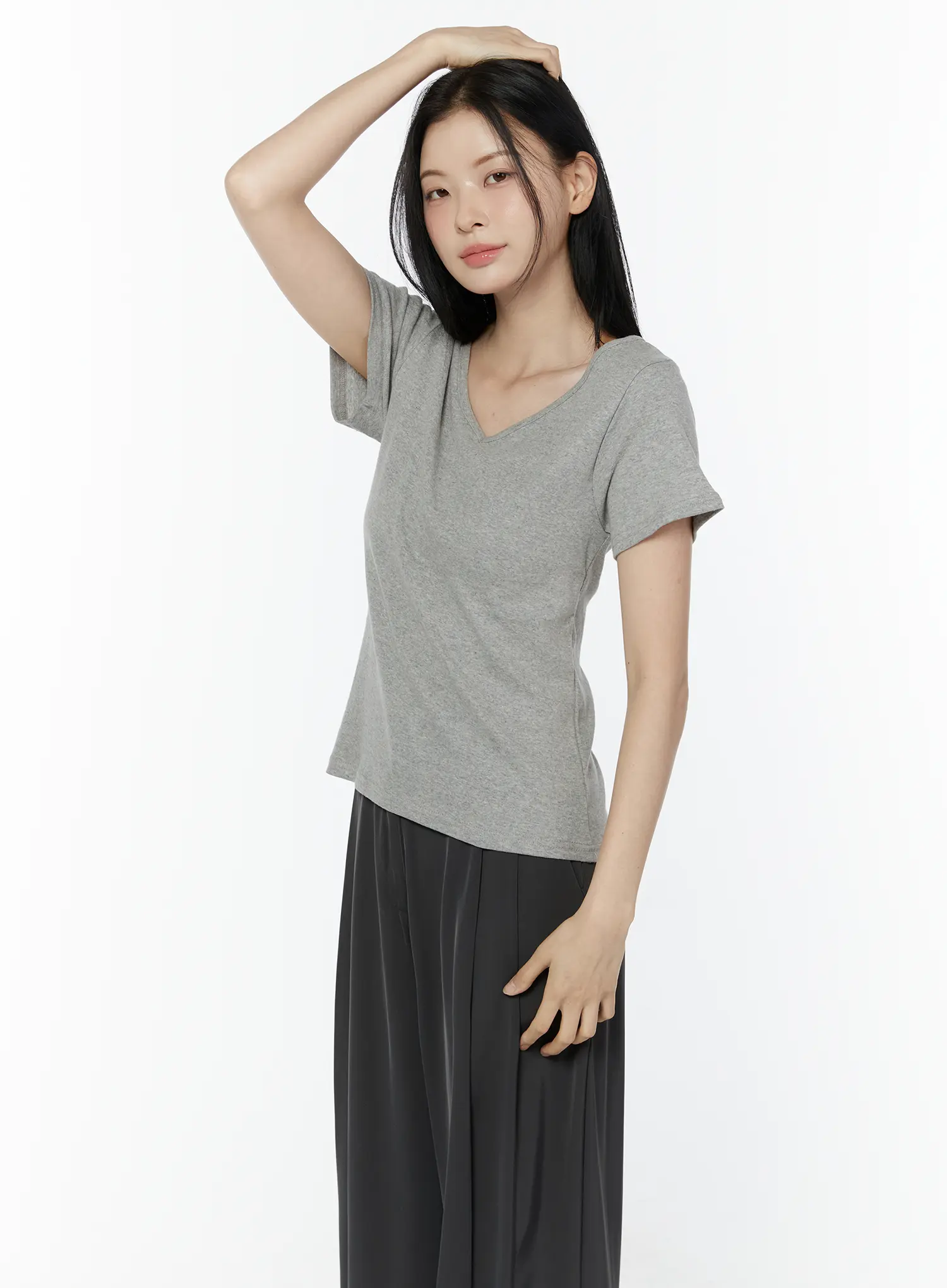Casual V-Neck Cotton Tee IU503 - Image 11