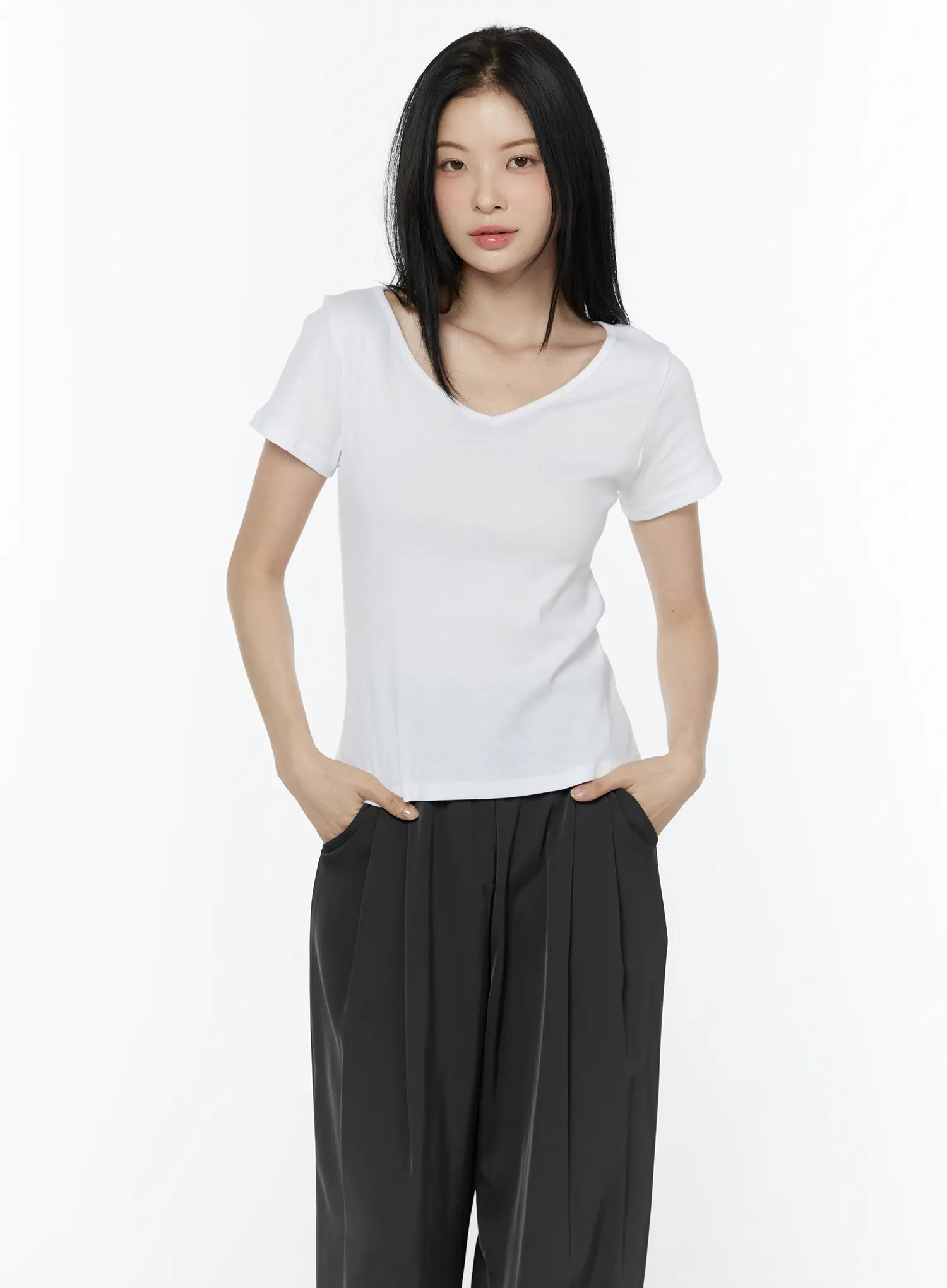 Casual V-Neck Cotton Tee IU503 - Image 8