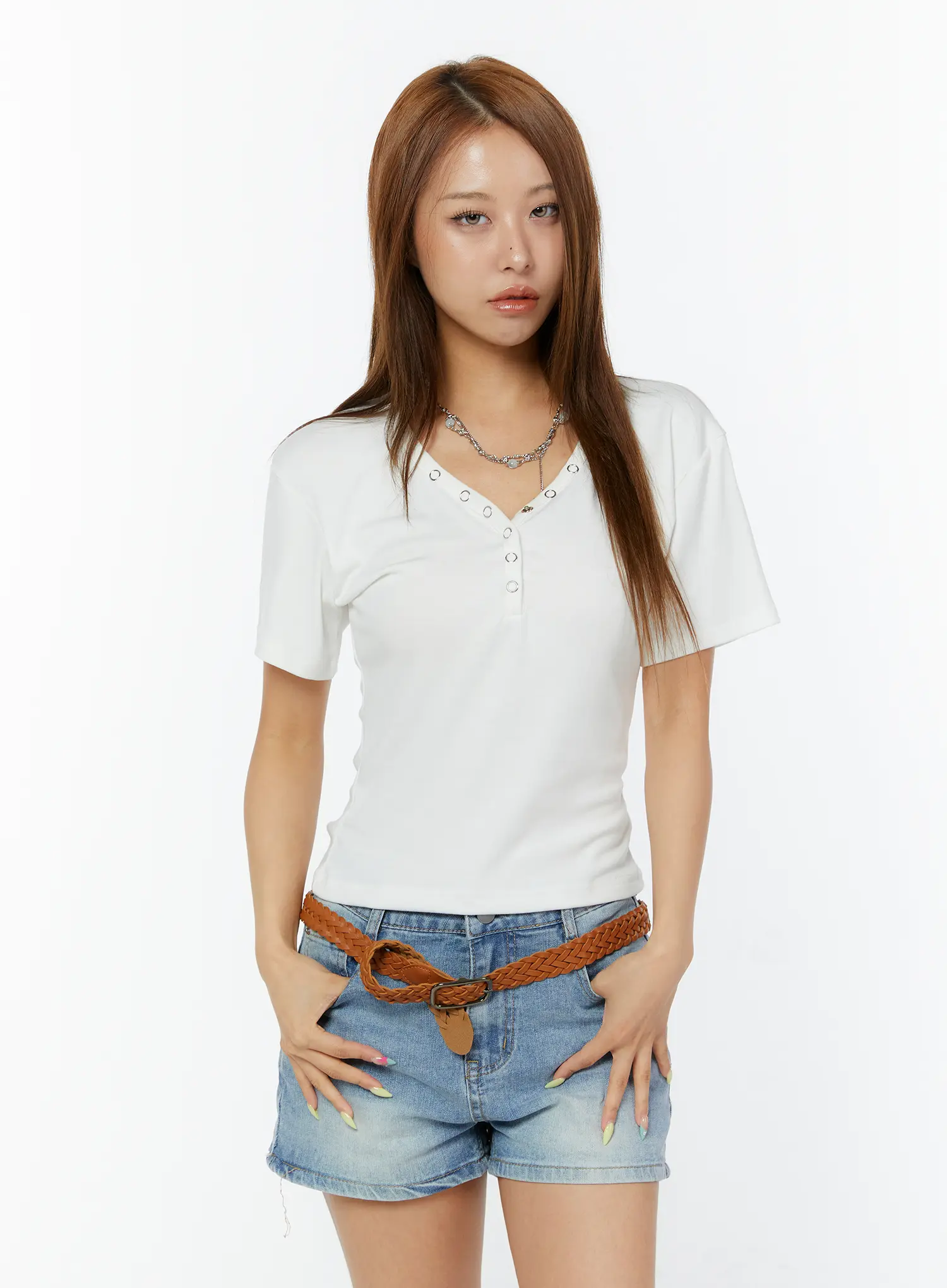 Casual V-Neck Short Sleeve Tee CY520 - Image 6