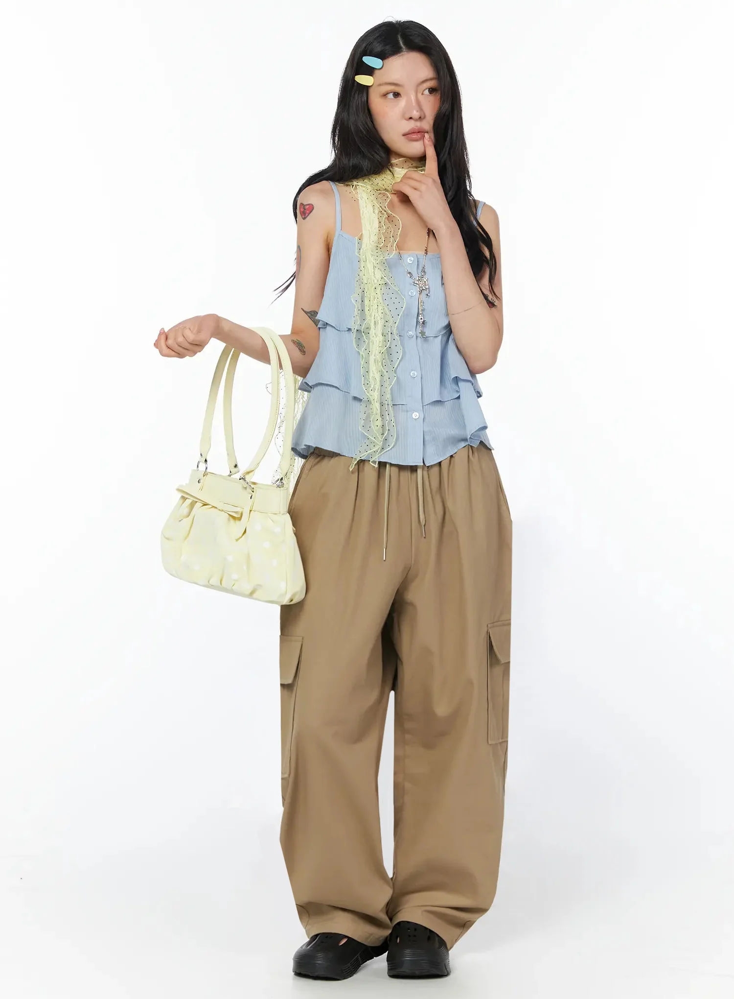 Casual Wide Leg Cargo Pants IU509 - Image 2