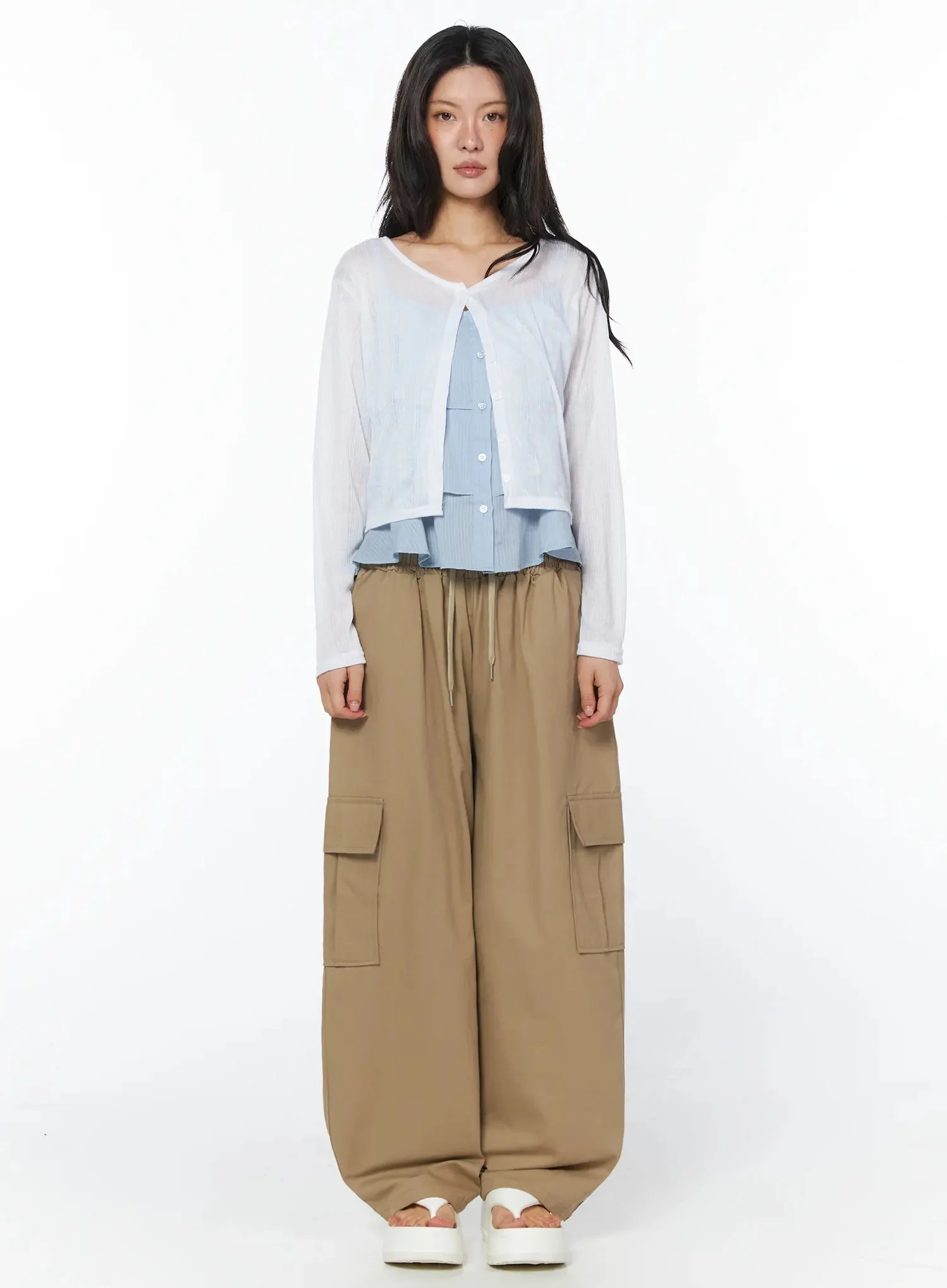 Casual Wide Leg Cargo Pants IU509 - Image 7