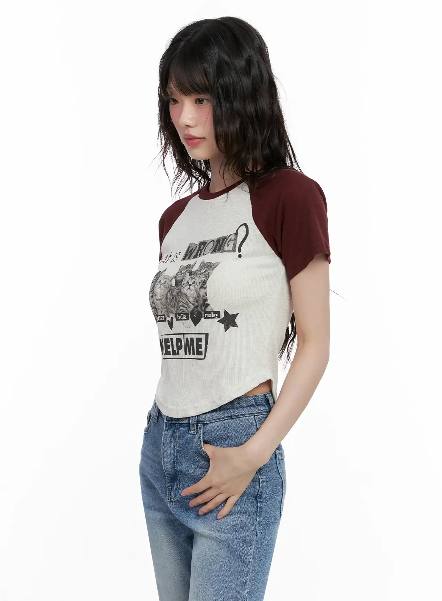 Cat Graphic Raglan Tee IL531 - Image 19