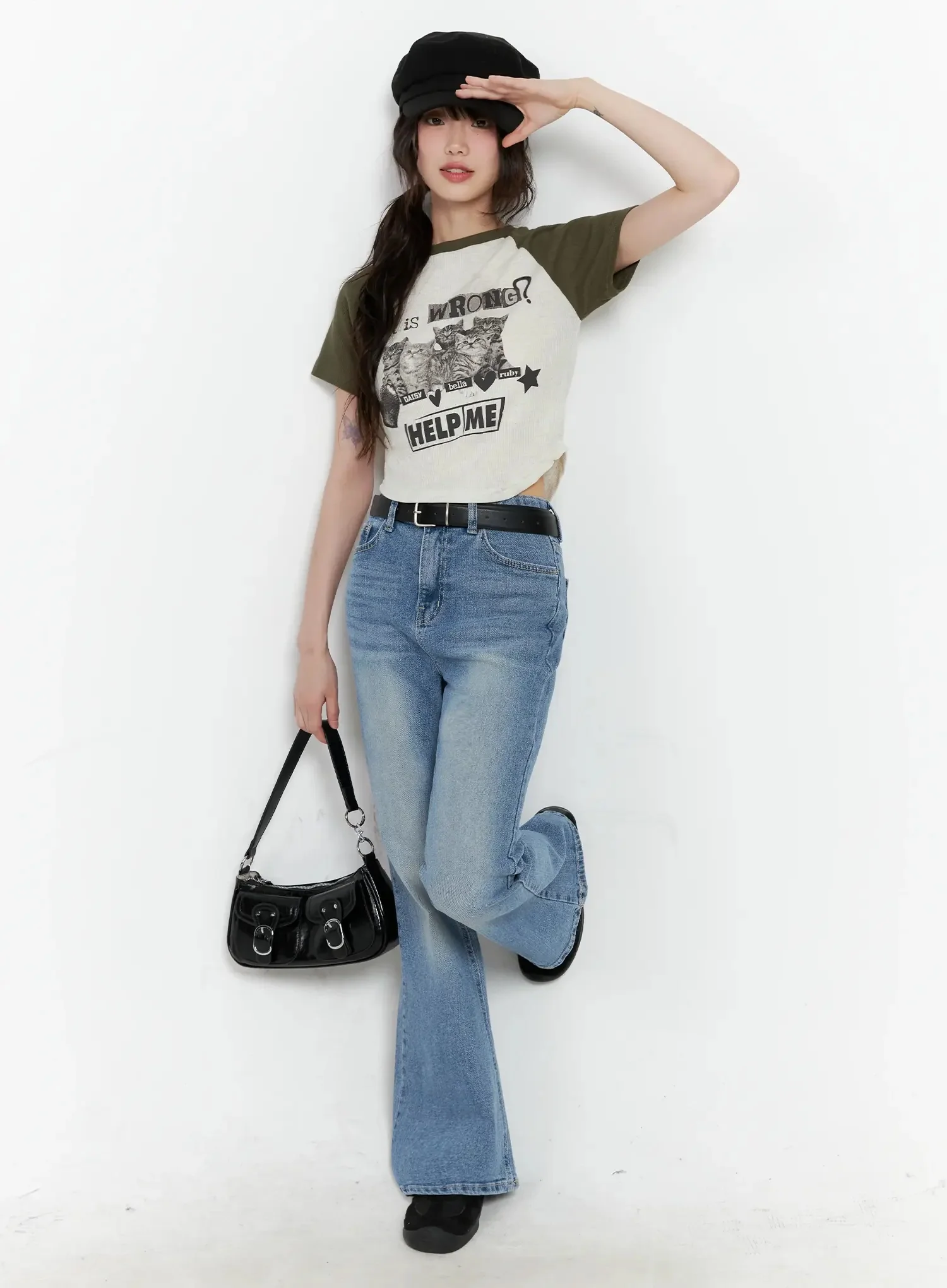 Cat Graphic Raglan Tee IL531 - Image 2