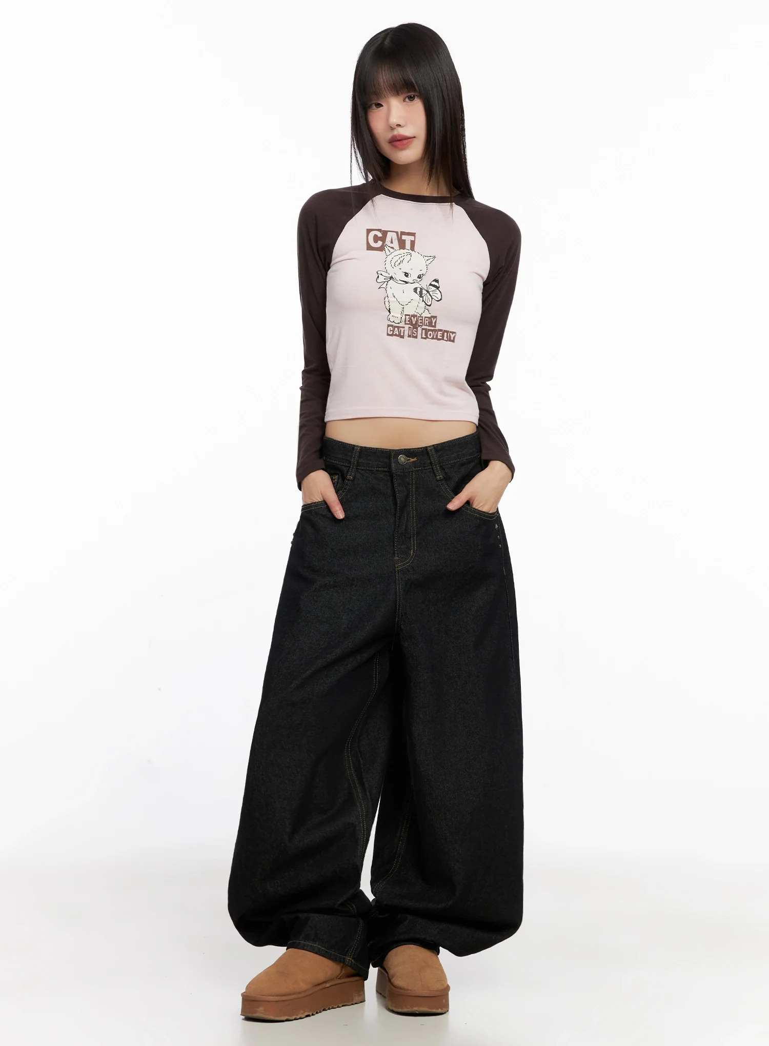 Cat Graphic Raglan Top IN503 - Image 9