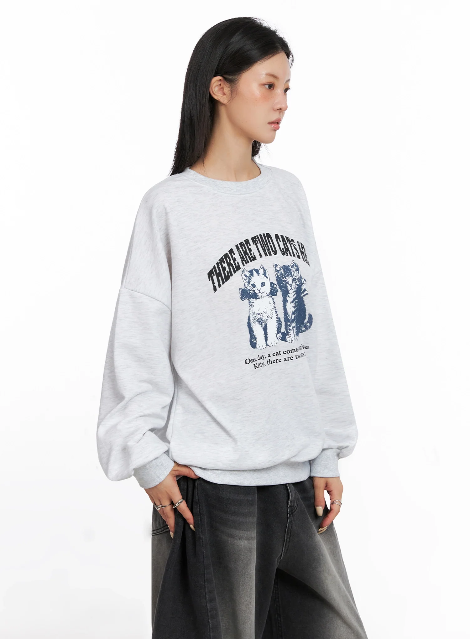 Cat Print Graphic Sweatshirt IS508 - Image 6