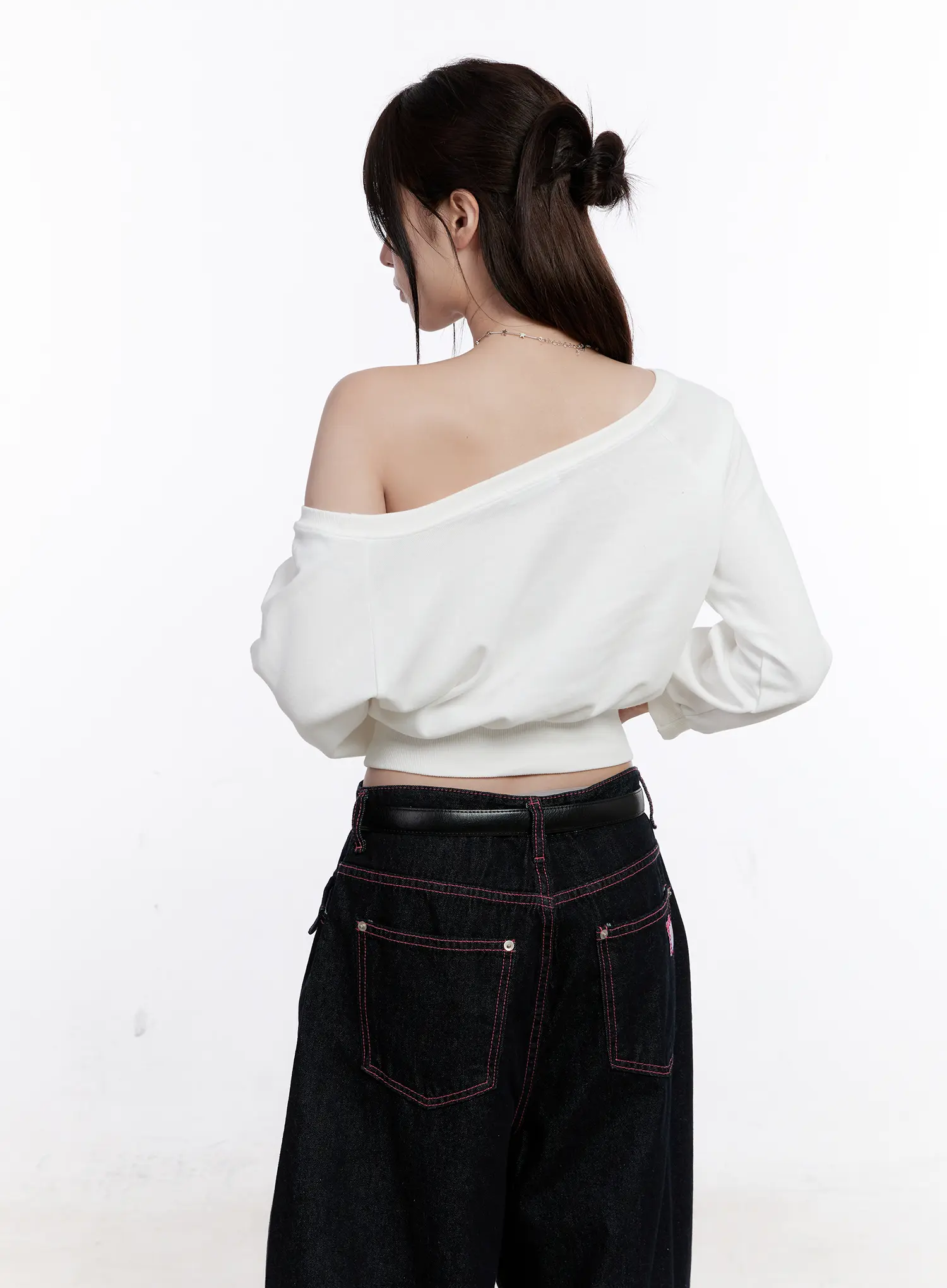 Cat Print Off-Shoulder Cropped Sweatshirt CO501 - Image 6