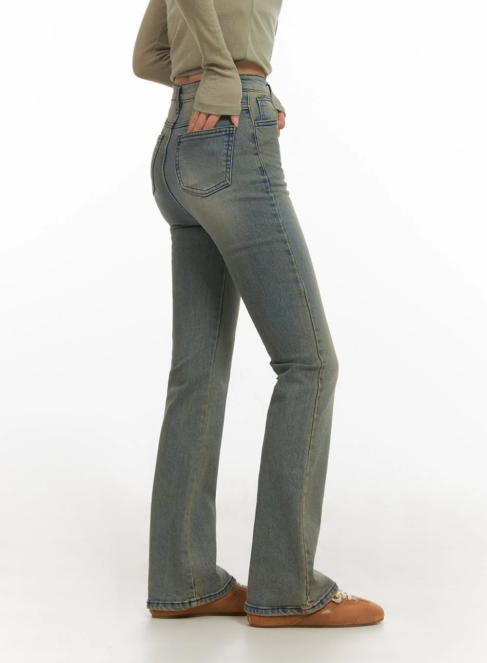 Cathy Washed Slim-Fit Flared Jeans IJ503 - Image 5