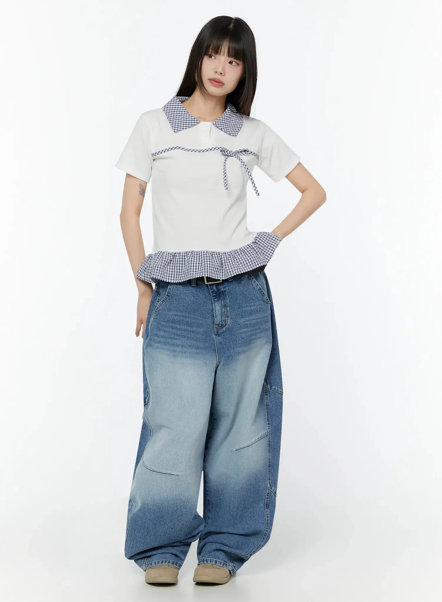Celie Baggy Pin-Tuck Jeans CU515 - Image 3