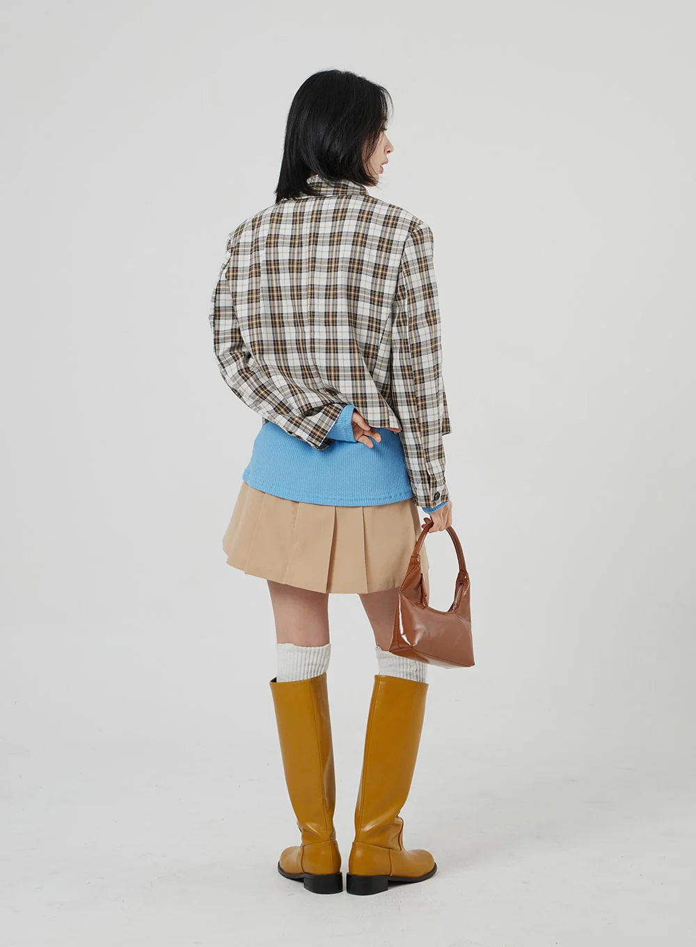Check Pattern Crop Blazer OF310 - Image 15