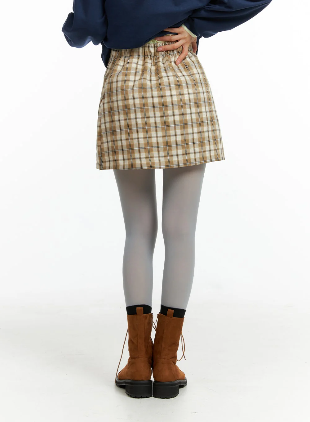 Checkered Buckle Mini Skirt OF415 - Image 5