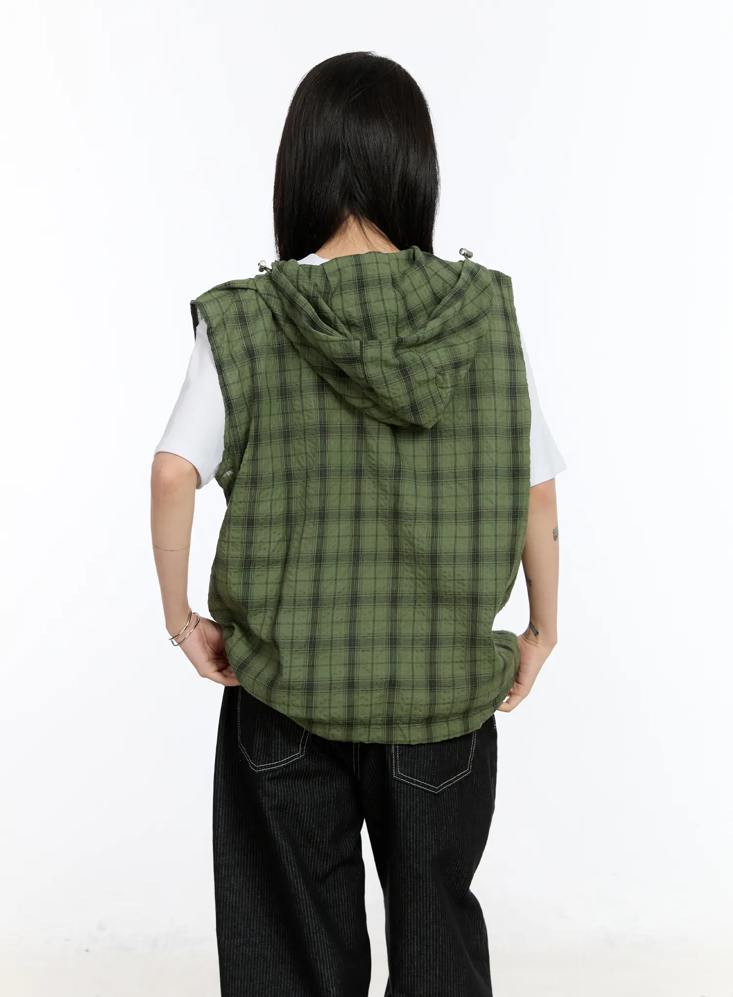 Checkered Hooded Vest CA506 - Image 10