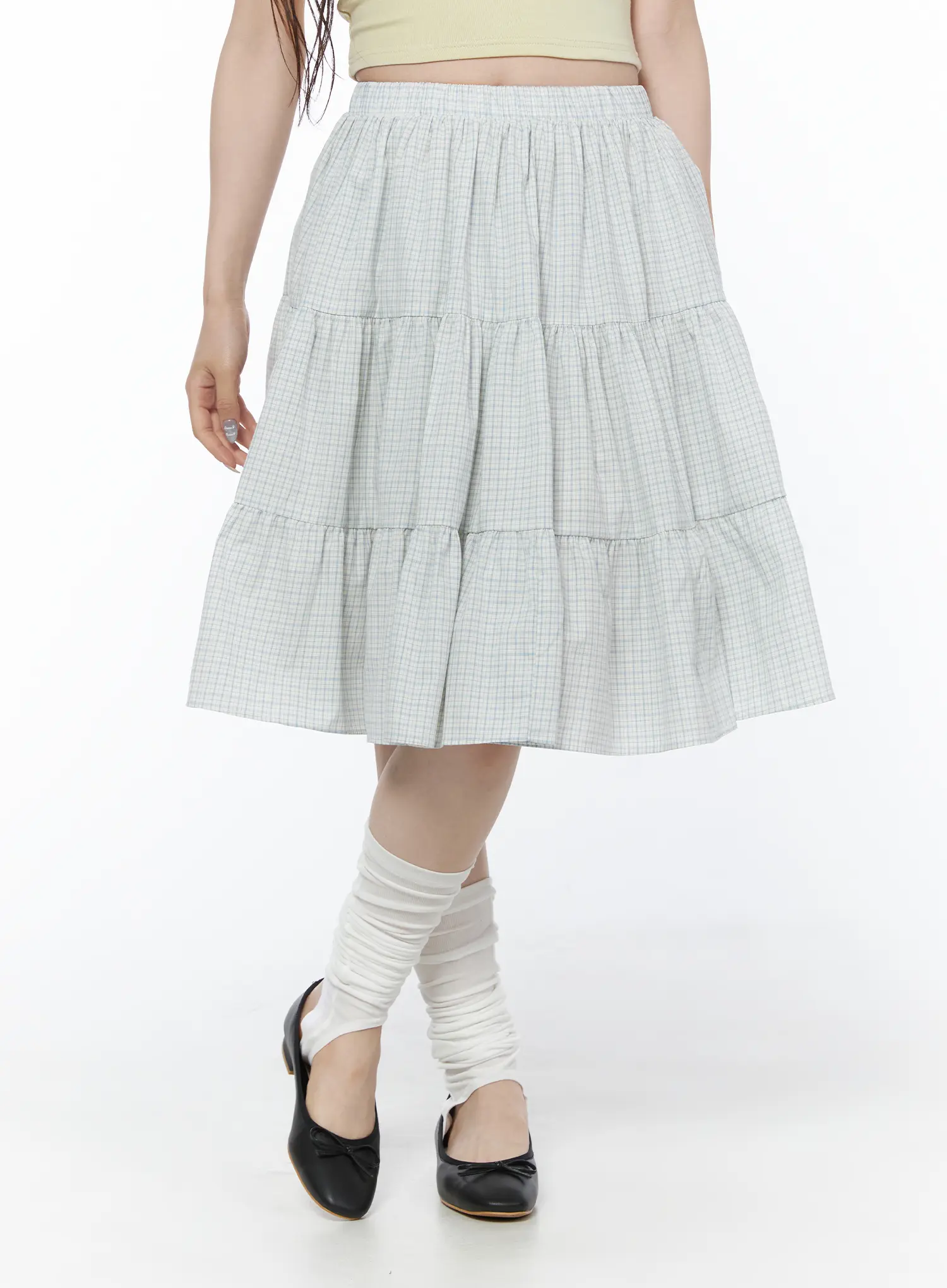 Checkered Plaid Midi Skirt CU510 - Image 2