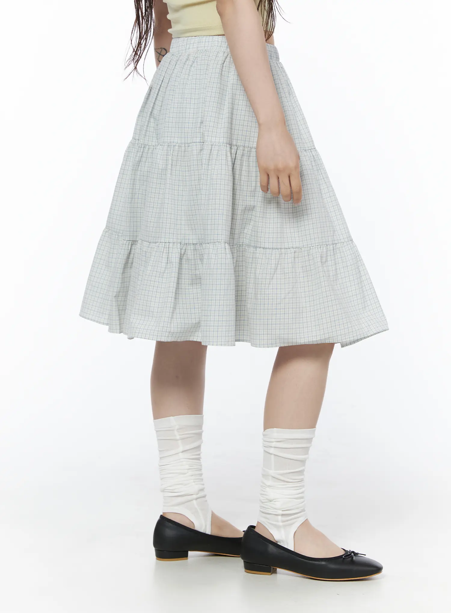 Checkered Plaid Midi Skirt CU510 - Image 3