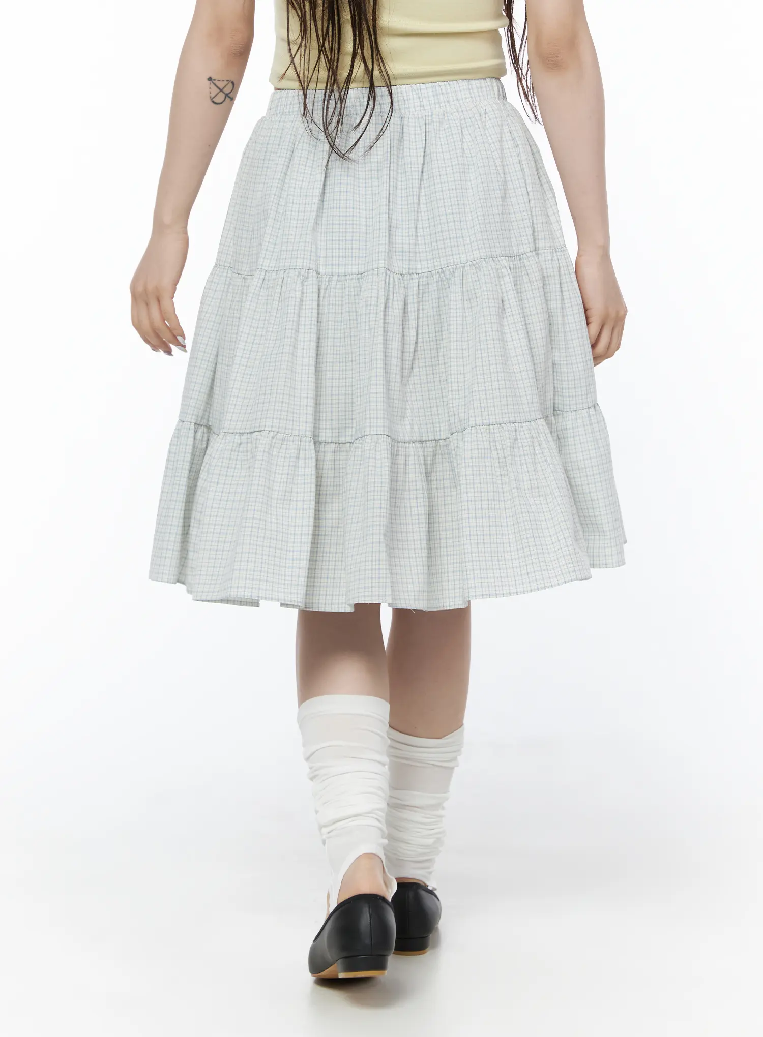 Checkered Plaid Midi Skirt CU510 - Image 4