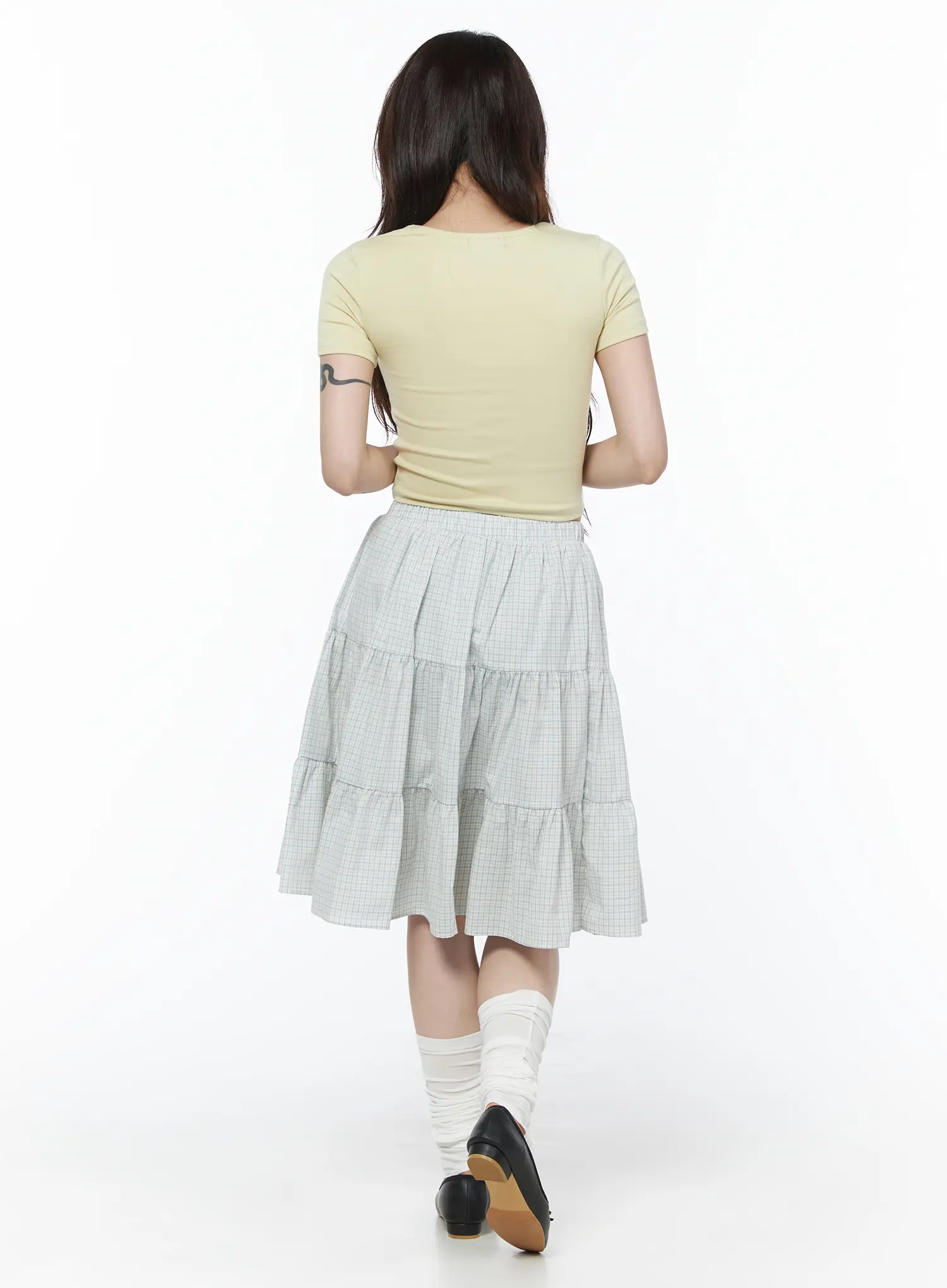 Checkered Plaid Midi Skirt CU510 - Image 6