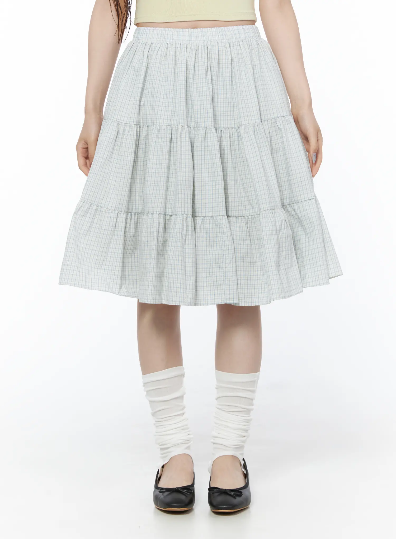 Checkered Plaid Midi Skirt CU510 - Image 8