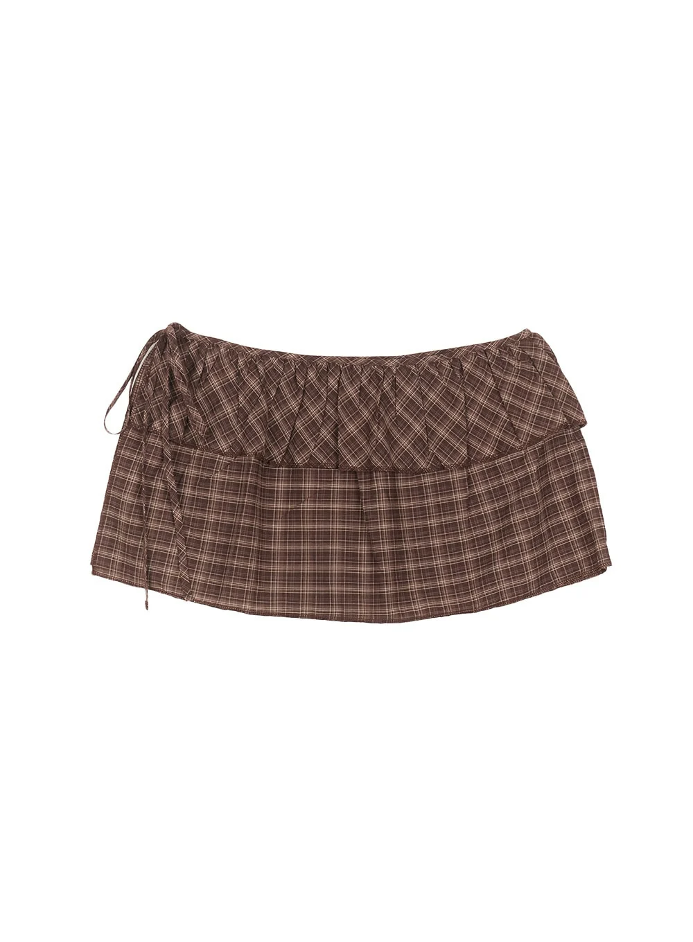 Checkered Ruffle Layering Mini Skirt CF519 - Image 10