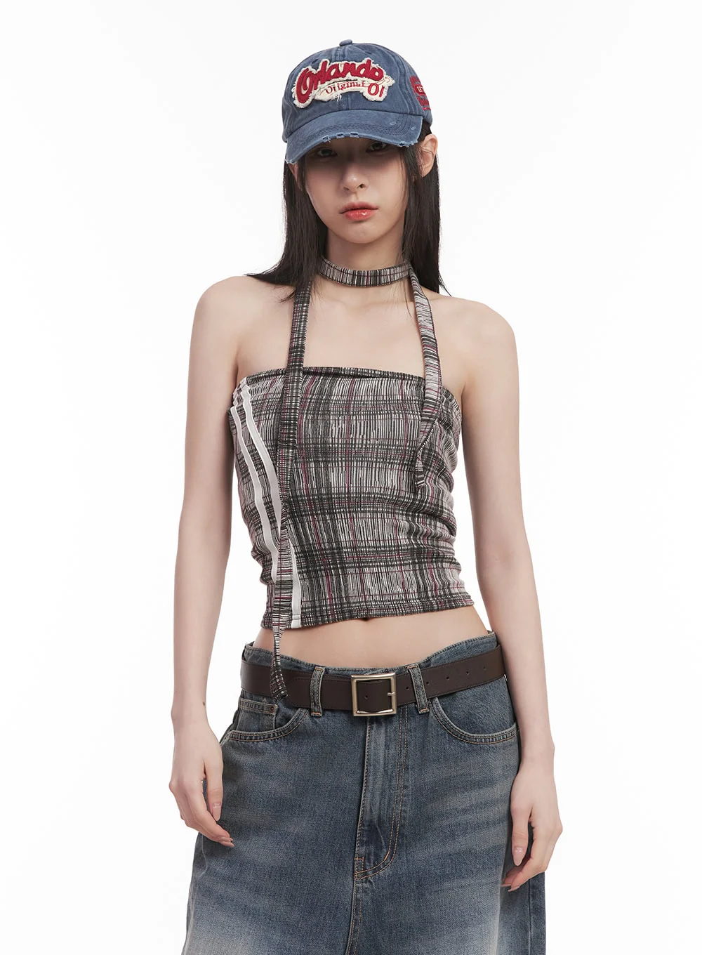 Checkered Tube Top & Scarf Set CM517 - Image 9