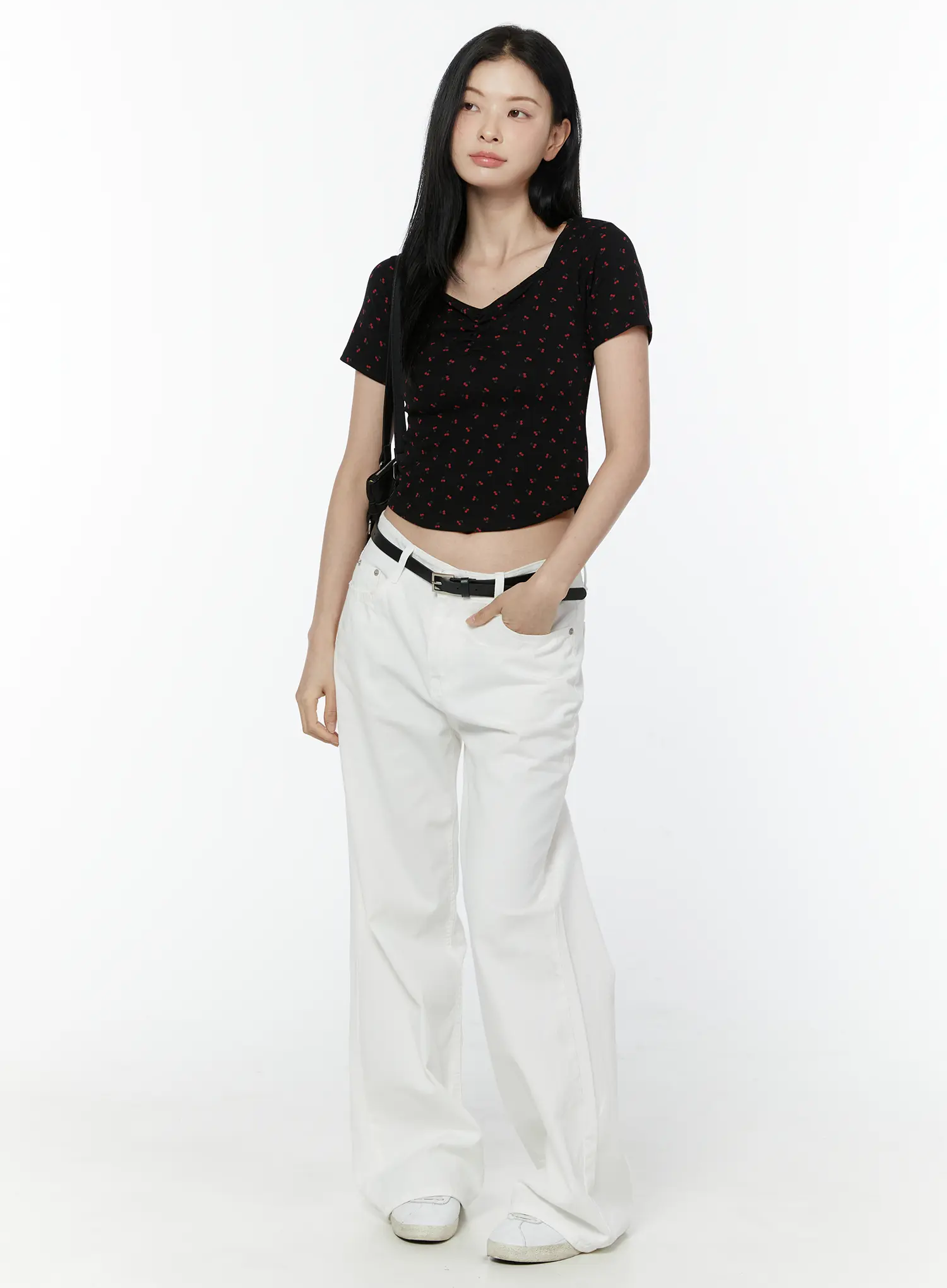 Cherry Print Sweetheart Neckline Tee IU505 - Image 3